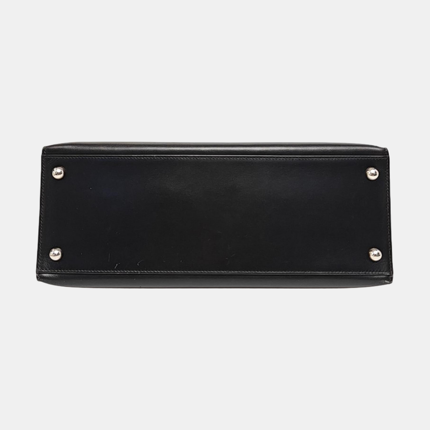 HERMÈS Dalvy, black BOX leather handbag, silver hardware, vintage model-(SKU)-968352892