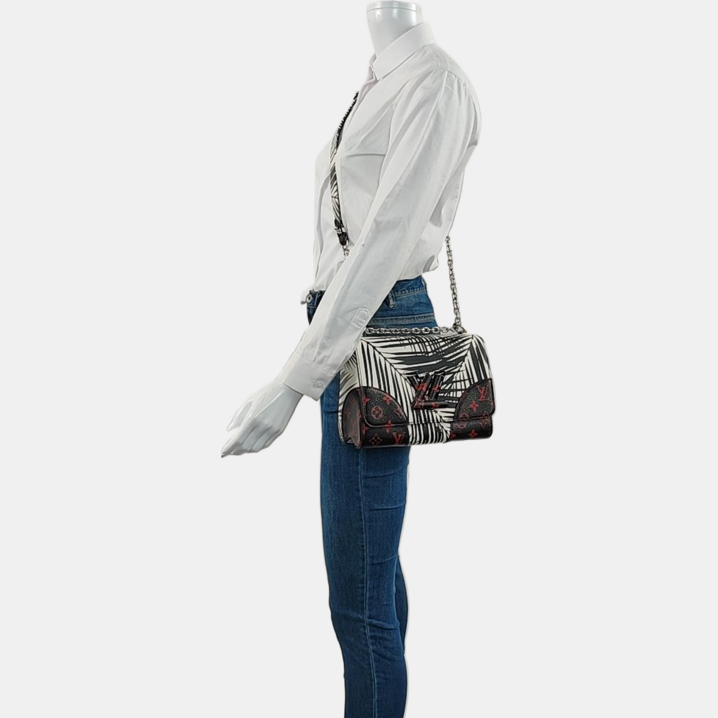LOUIS VUITTON TWIST Multicolor Leather Monogram Printed Crossbody Shoulder Bag Silver Hardware Removable Strap-(SKU)-968118106