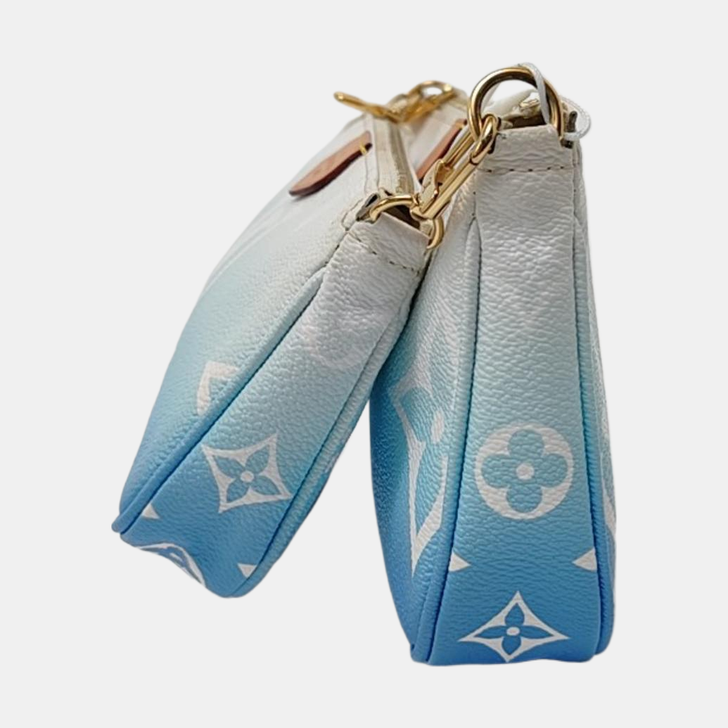 LOUIS VUITTON MULTI Blue Coated Canvas Monogram Five in One Crossbody Bag Shoulder Bag Gold Hardware Pockets 2 Removable Straps-(SKU)-968235817
