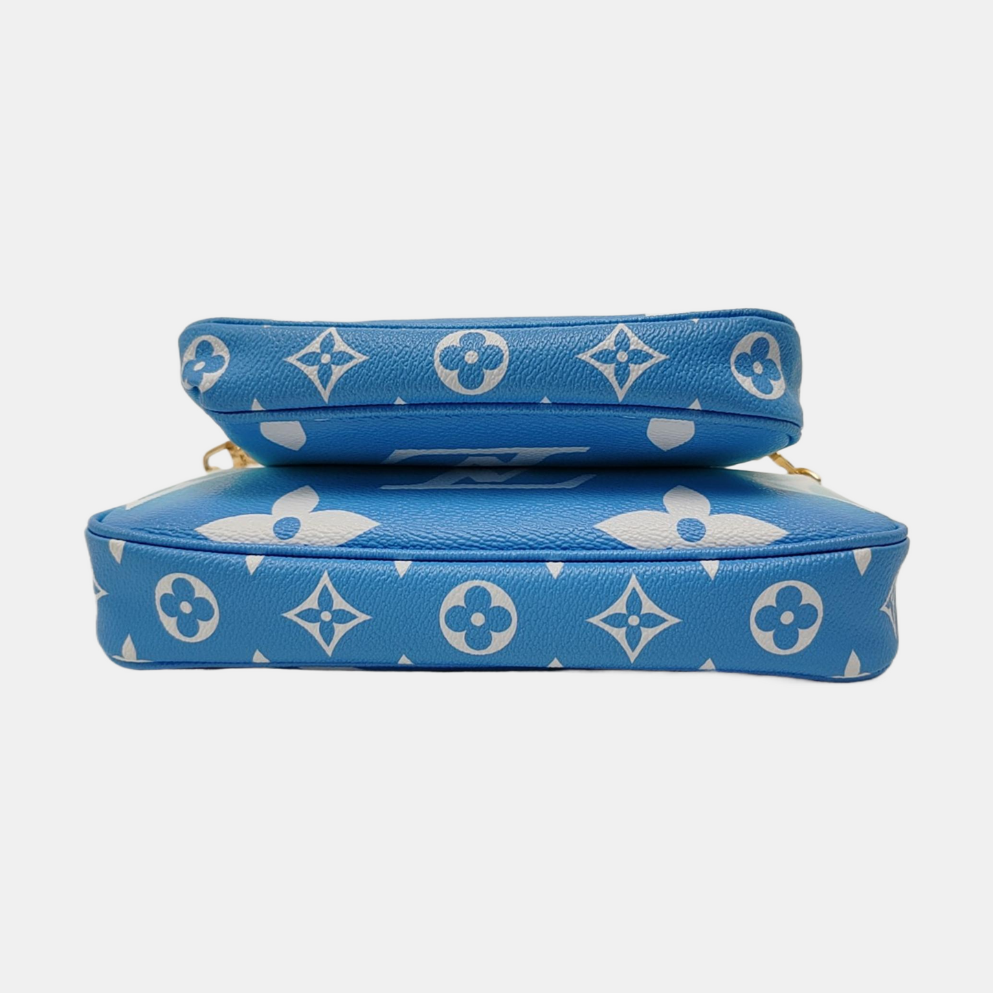 LOUIS VUITTON MULTI Blue Coated Canvas Monogram Five in One Crossbody Bag Shoulder Bag Gold Hardware Pockets 2 Removable Straps-(SKU)-968235817