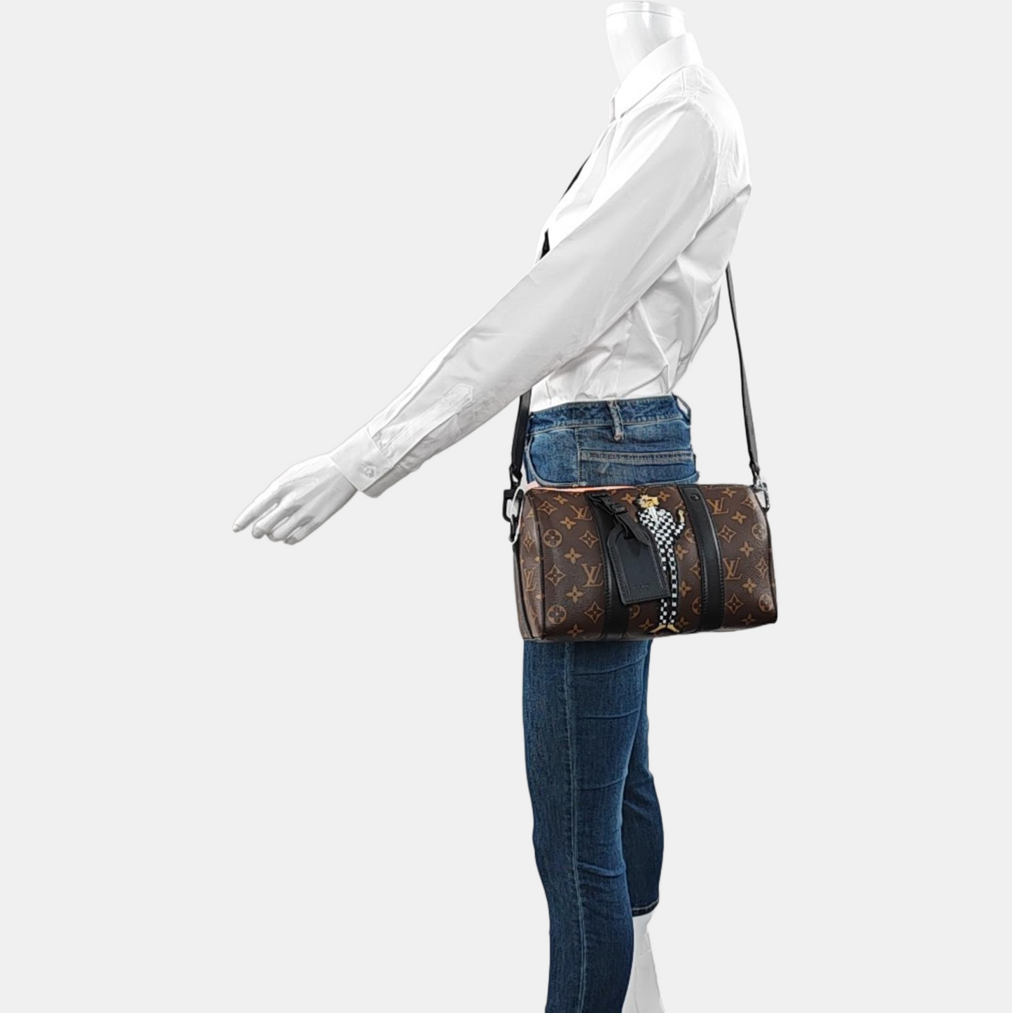 LOUIS VUITTON KEEPALL Brown Coated Canvas Monogram Boston Bag with Detachable Strap-(SKU)-968731490