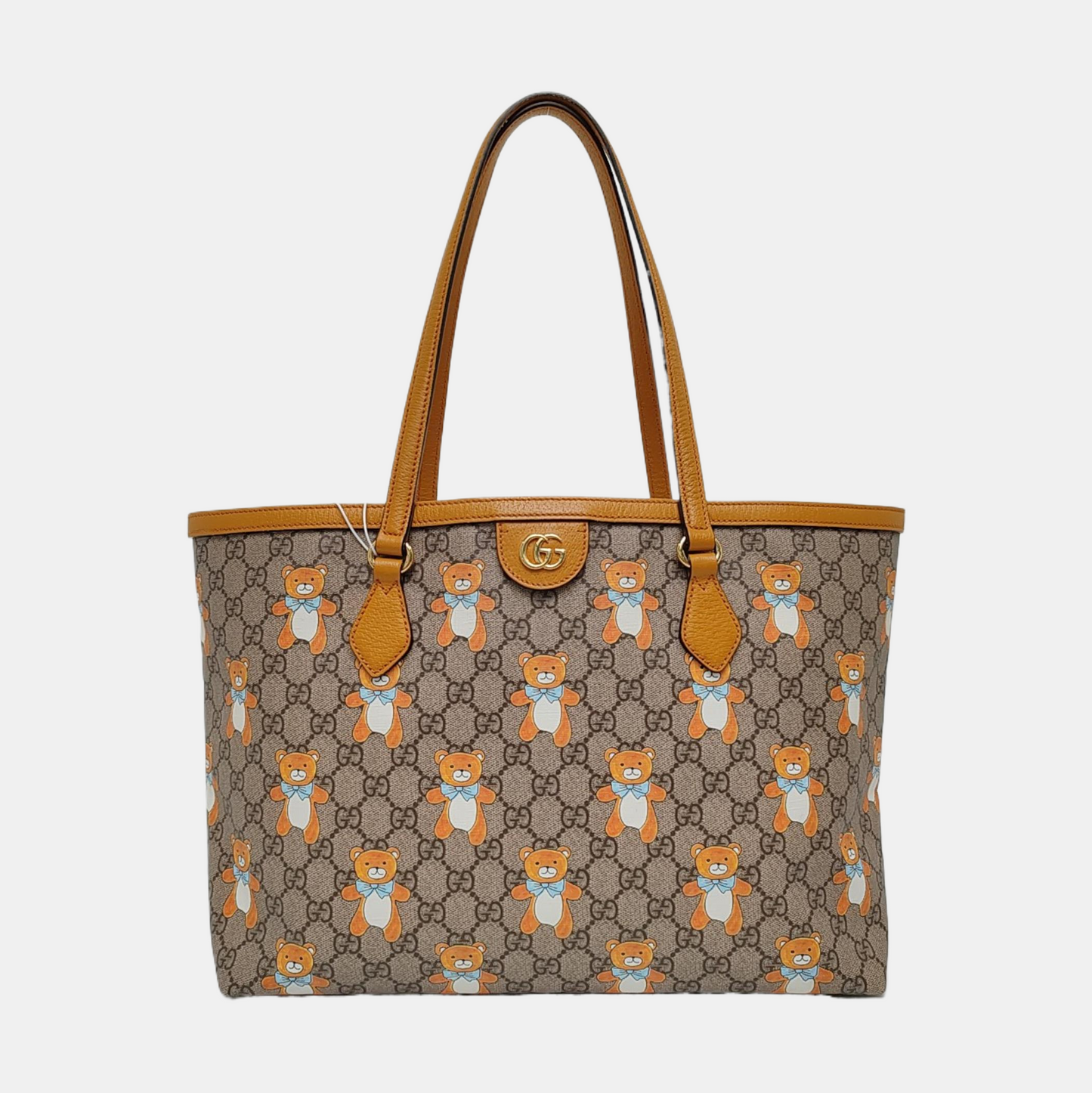 GUCCI Ophidia Medium Beige Coated Canvas Monogram Print Shoulder Bag Golden Hardware-(SKU)-968587936