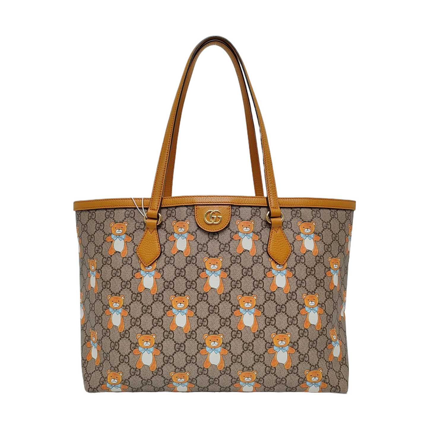 GUCCI Ophidia Medium Beige Coated Canvas Monogram Print Shoulder Bag Golden Hardware-(SKU)-968587936