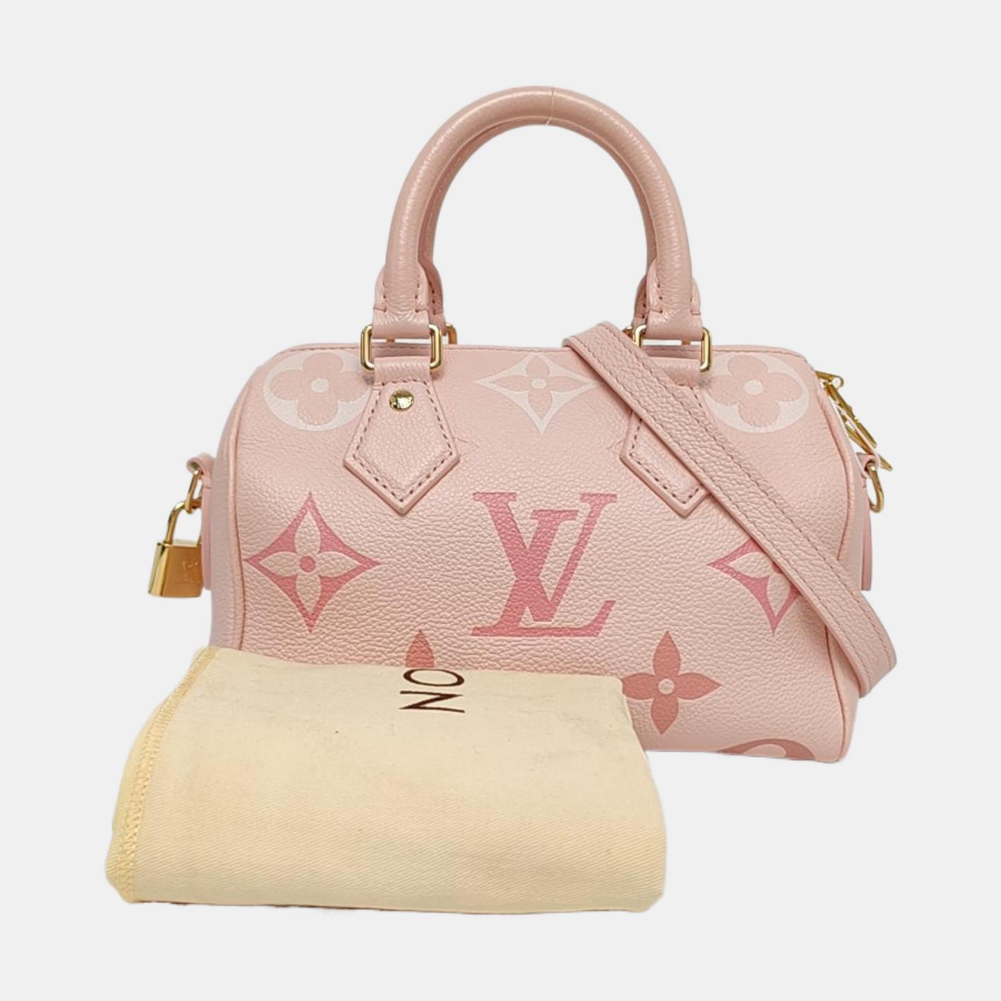 LOUIS VUITTON SPEEDY 20 Pink Calfskin Monogram Boston Bag Single Shoulder Bag Handbag Crossbody Bag Detachable Strap-(SKU)-968552559
