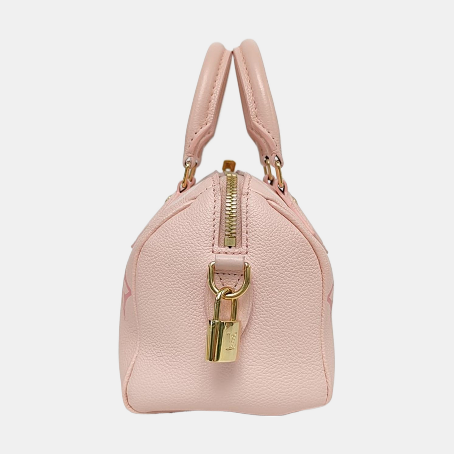 LOUIS VUITTON SPEEDY 20 Pink Calfskin Monogram Boston Bag Single Shoulder Bag Handbag Crossbody Bag Detachable Strap-(SKU)-968552559