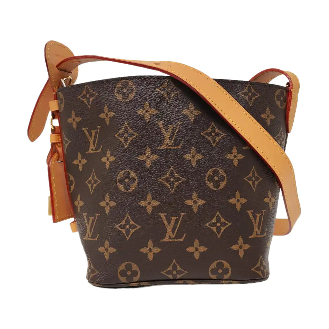 LOUIS VUITTON ALL IN Small Size Brown Coated Canvas Monogram Crossbody Shoulder Bag with Gold Hardware Removable Shoulder Strap-(SKU)-968721073