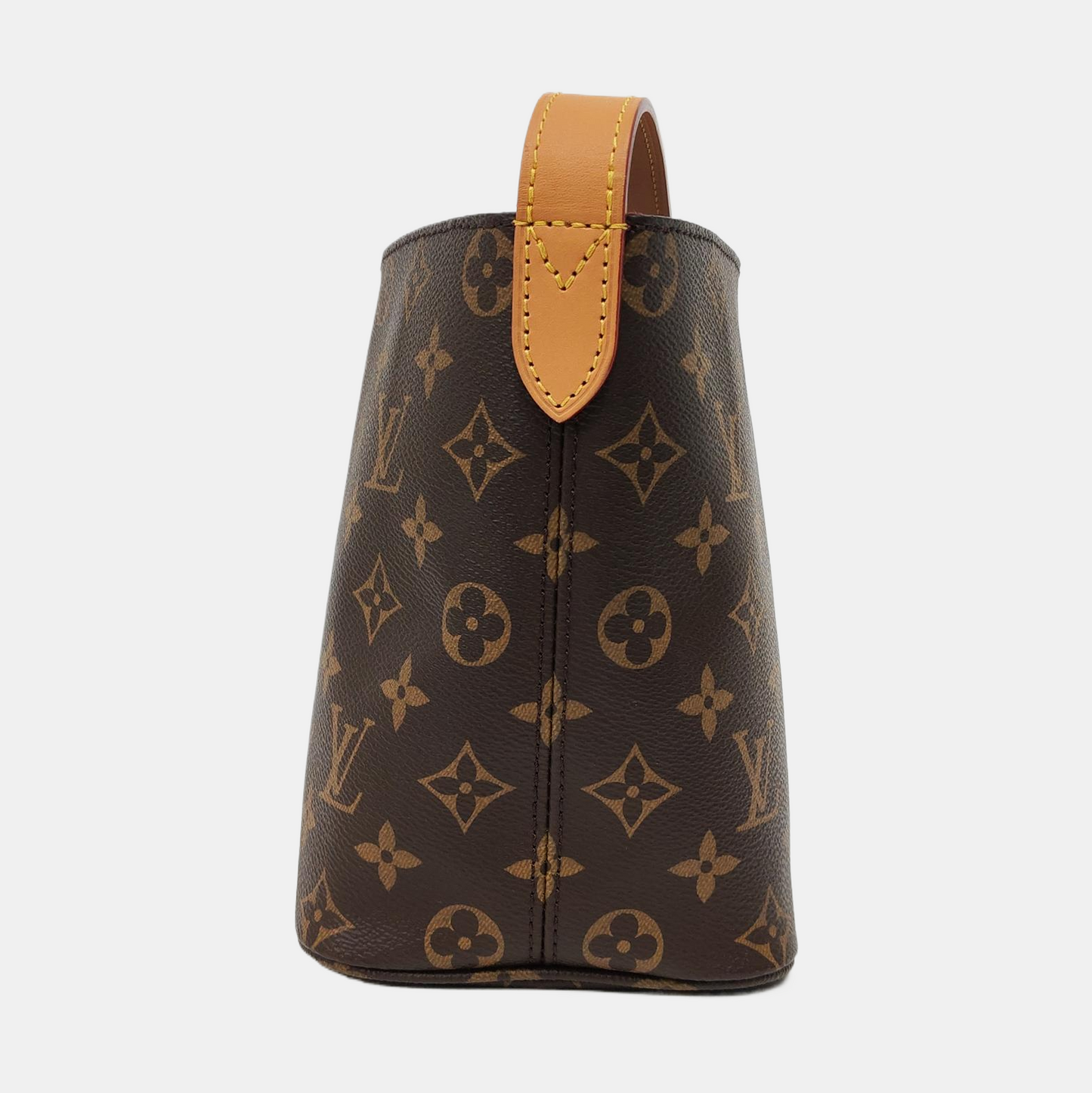 LOUIS VUITTON ALL IN Small Size Brown Coated Canvas Monogram Crossbody Shoulder Bag with Gold Hardware Removable Shoulder Strap-(SKU)-968721073