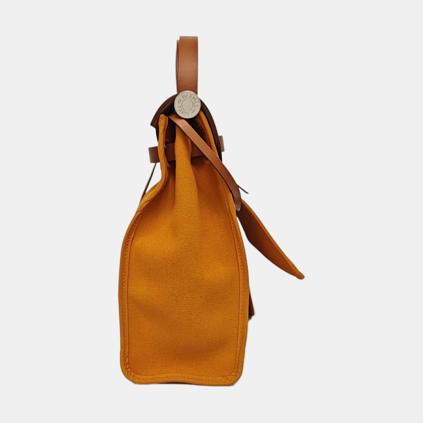 HERMÈS Herbag 31 Sun Yellow Canvas Shoulder Bag Tote Bag Crossbody Bag Silver Hardware C Removable Shoulder Strap-(SKU)-968658898