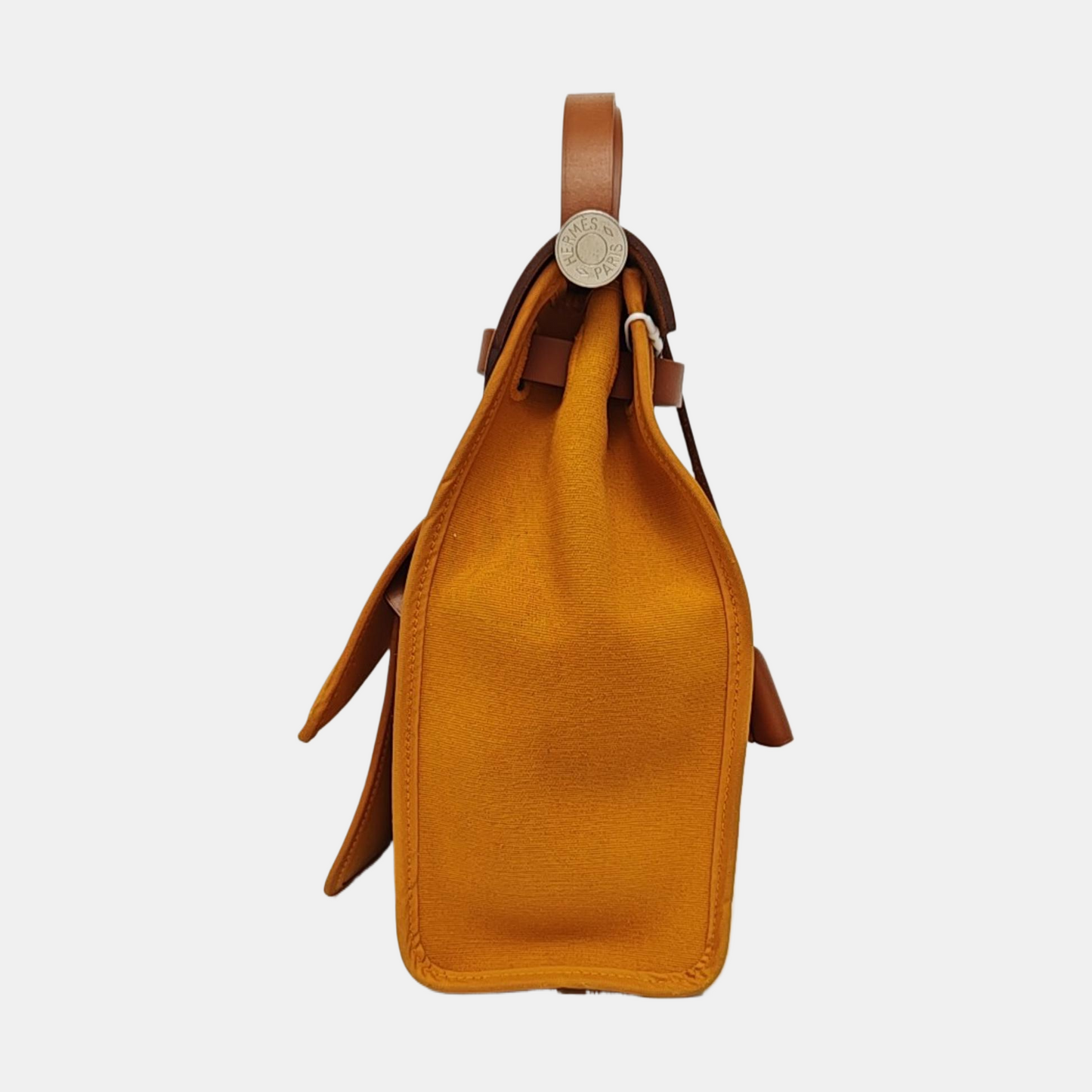 HERMÈS Herbag 31 Sun Yellow Canvas Shoulder Bag Tote Bag Crossbody Bag Silver Hardware C Removable Shoulder Strap-(SKU)-968658898