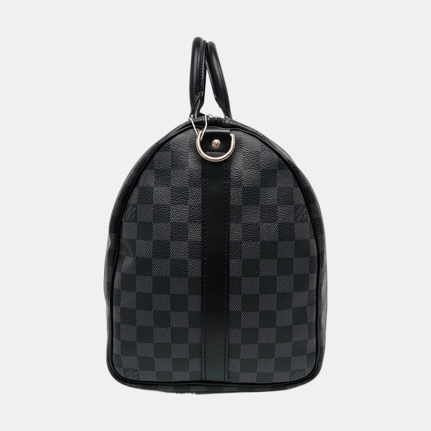 LOUIS VUITTON KEEPALL 45 Grey Coated Canvas Monogram Checkered Shoulder Bag Tote Bag Crossbody Strap-(SKU)-968716297