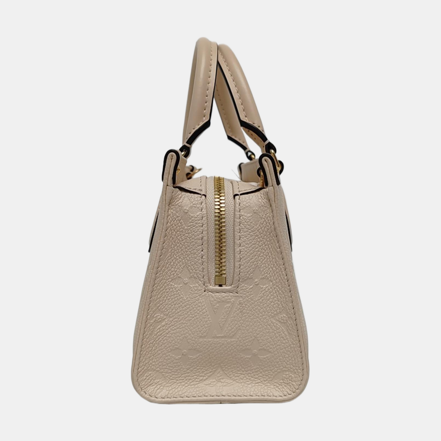 LOUIS VUITTON ONTHEGO EAST WEST Beige Cowhide Monogram Empreinte Jungle Bag Crossbody Shoulder Bag Tote Bag with Gold Hardware 2 Removable Shoulder Straps-(SKU)-968719950
