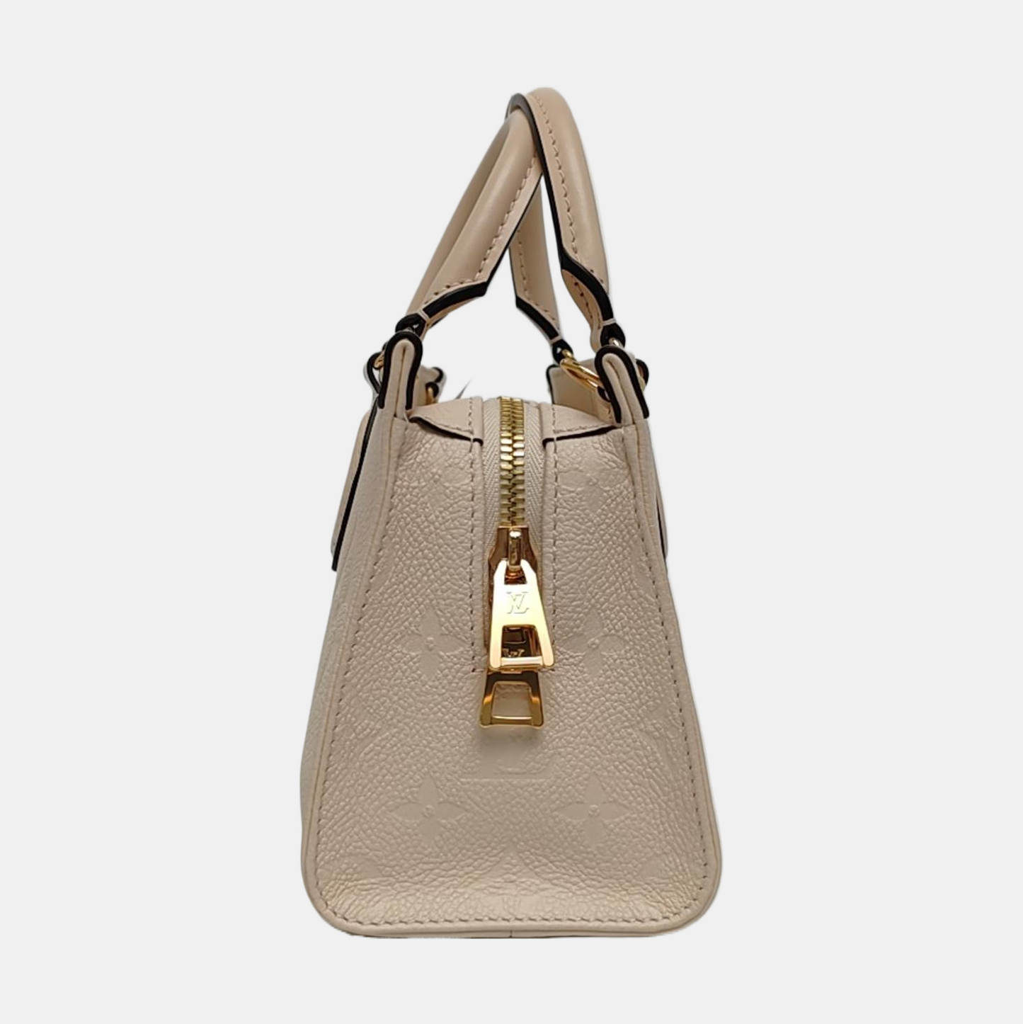 LOUIS VUITTON ONTHEGO EAST WEST Beige Cowhide Monogram Empreinte Jungle Bag Crossbody Shoulder Bag Tote Bag with Gold Hardware 2 Removable Shoulder Straps-(SKU)-968719950