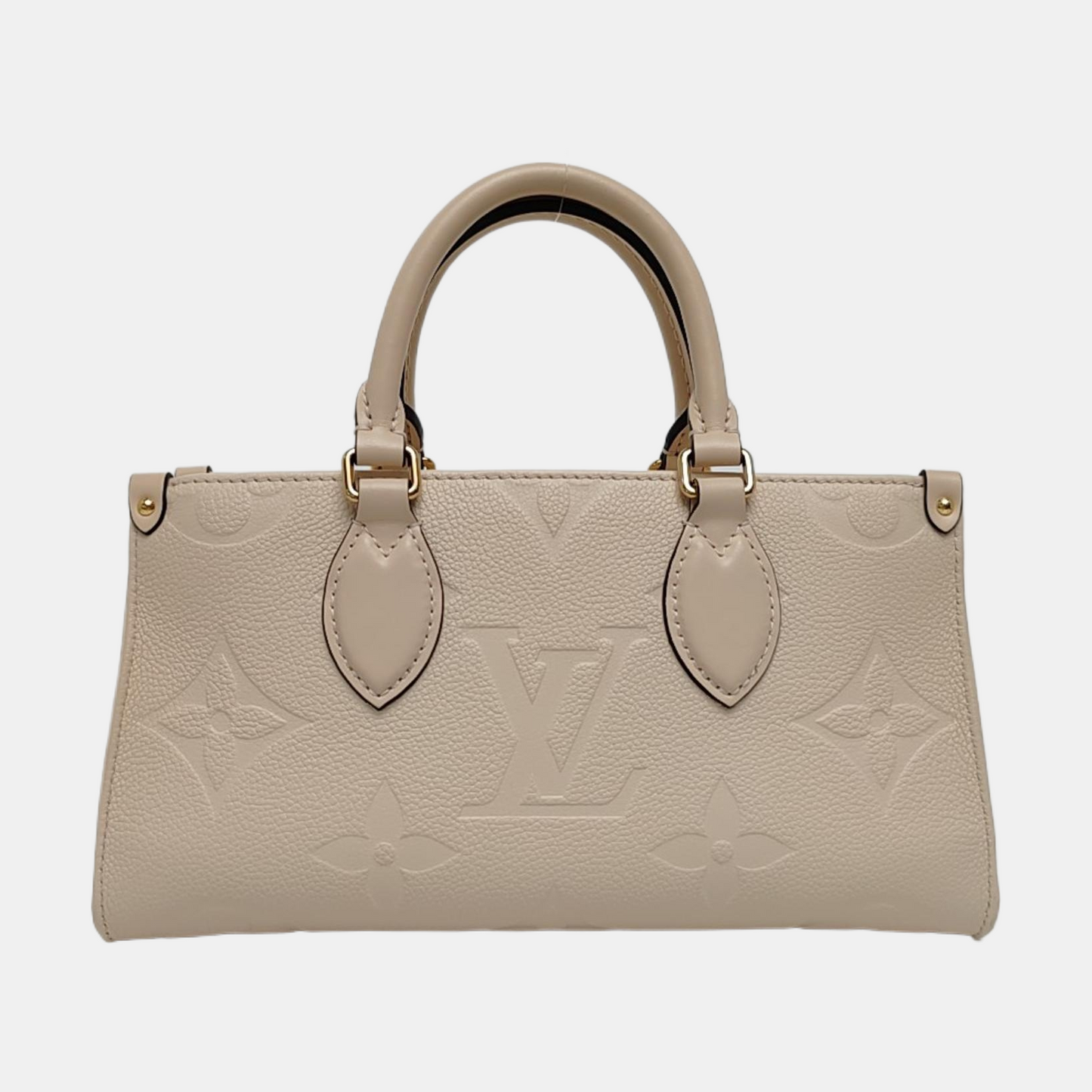 LOUIS VUITTON ONTHEGO EAST WEST Beige Cowhide Monogram Empreinte Jungle Bag Crossbody Shoulder Bag Tote Bag with Gold Hardware 2 Removable Shoulder Straps-(SKU)-968719950