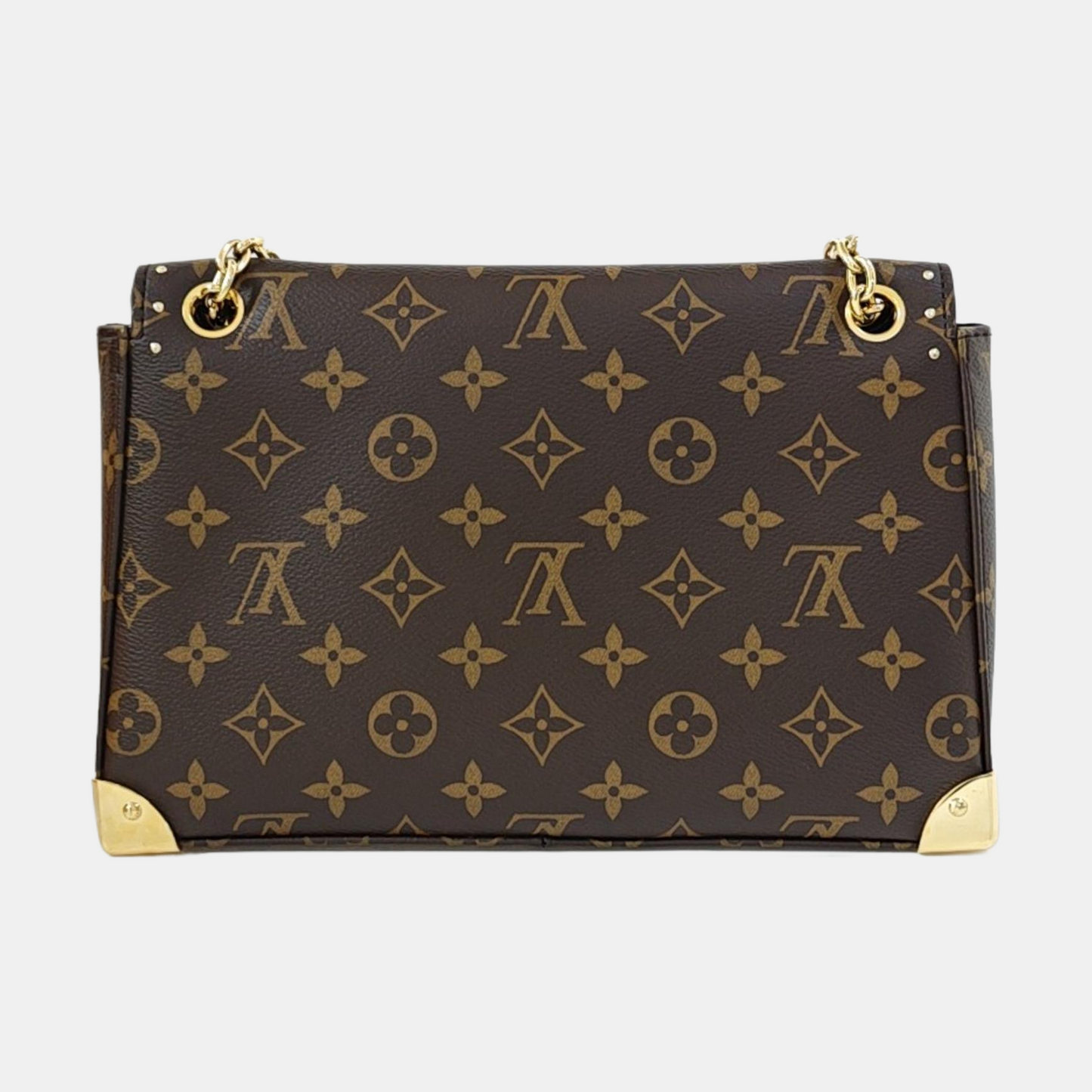 LOUIS VUITTON TRUNKIE Brown Coated Canvas Monogram Studs Crossbody Shoulder Bag with Gold Hardware-(SKU)-968485400