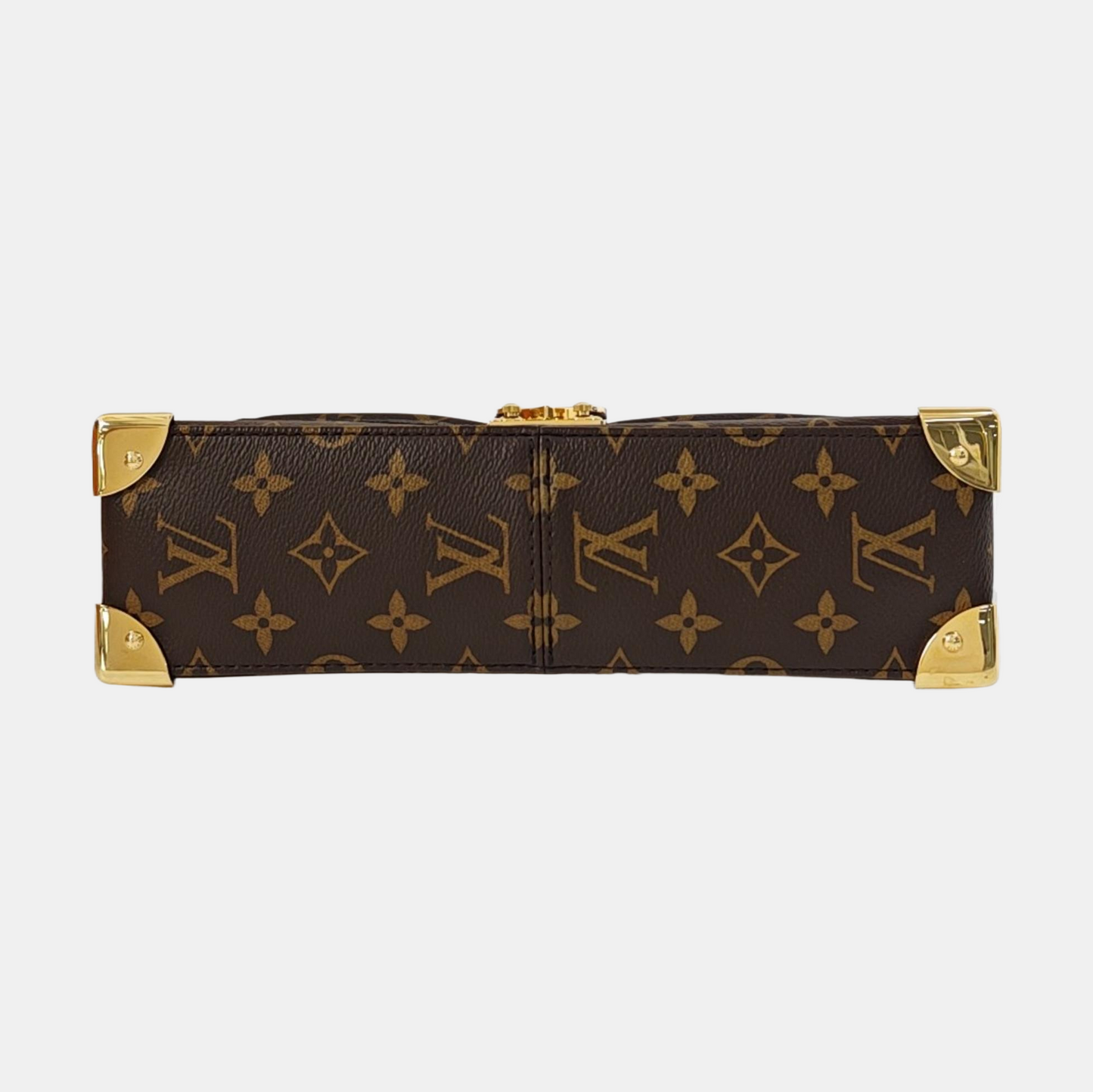 LOUIS VUITTON TRUNKIE Brown Coated Canvas Monogram Studs Crossbody Shoulder Bag with Gold Hardware-(SKU)-968485400
