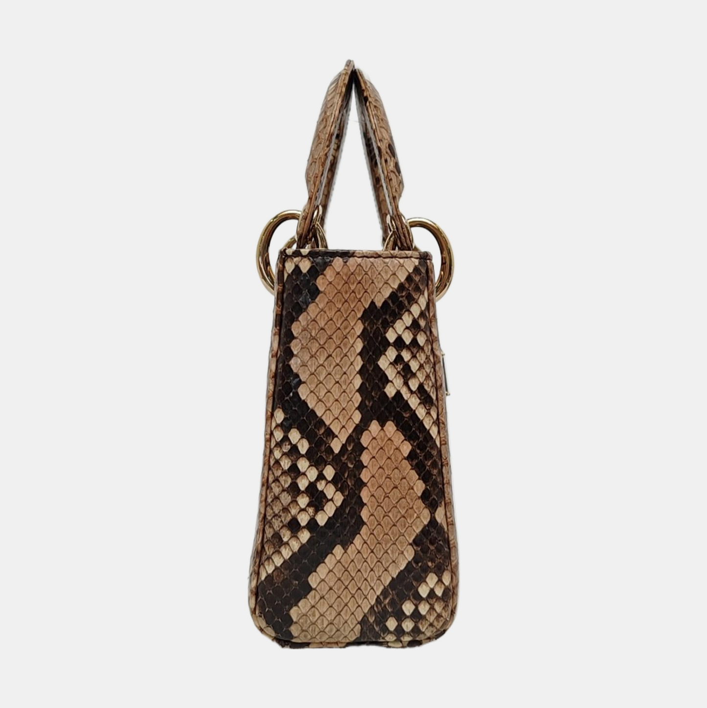 DIOR Lady Dior Mini Rose Gold Snake Skin Diana Bag Shoulder Bag Tote Bag Crossbody Bag Golden Hardware Removable Strap-(SKU)-968868076