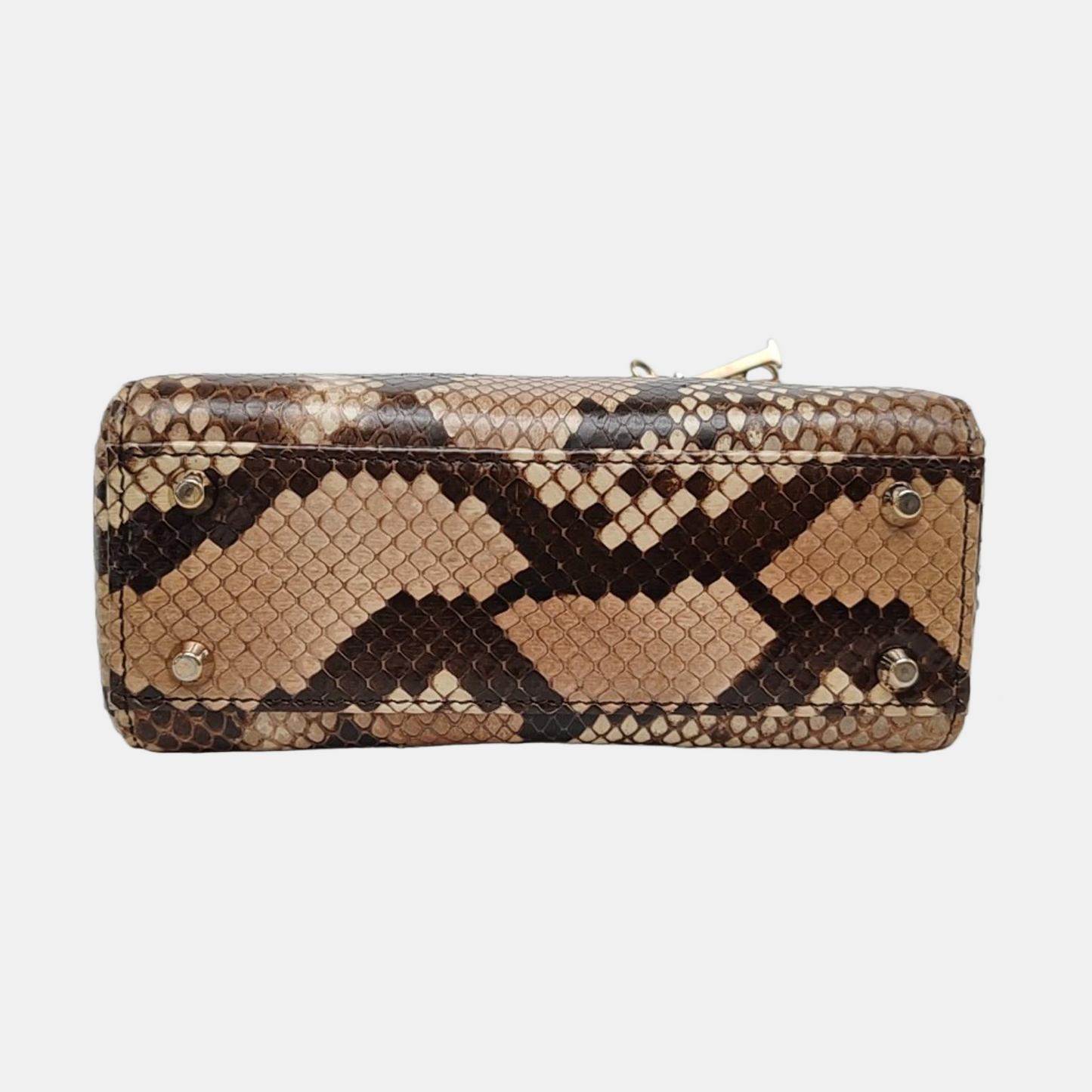 DIOR Lady Dior Mini Rose Gold Snake Skin Diana Bag Shoulder Bag Tote Bag Crossbody Bag Golden Hardware Removable Strap-(SKU)-968868076