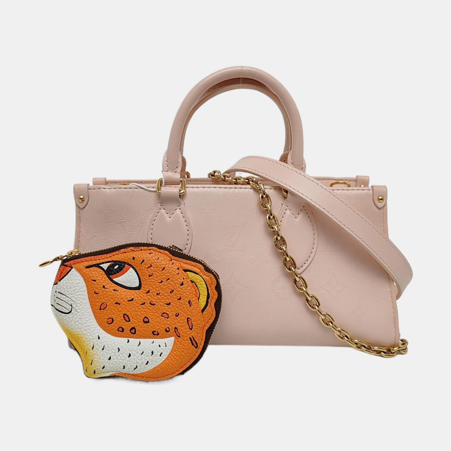 LOUIS VUITTON ONTHEGO small size pink leather Monogram shoulder bag with gold hardware and 2 detachable straps-(SKU)-968753925
