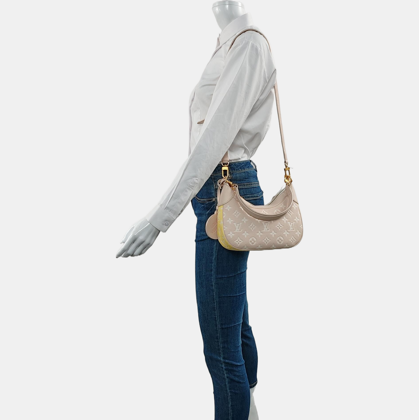 LOUIS VUITTON BAGATELLE Pink Calfskin Embossed Shoulder Bag with Removable Strap-(SKU)-968753573