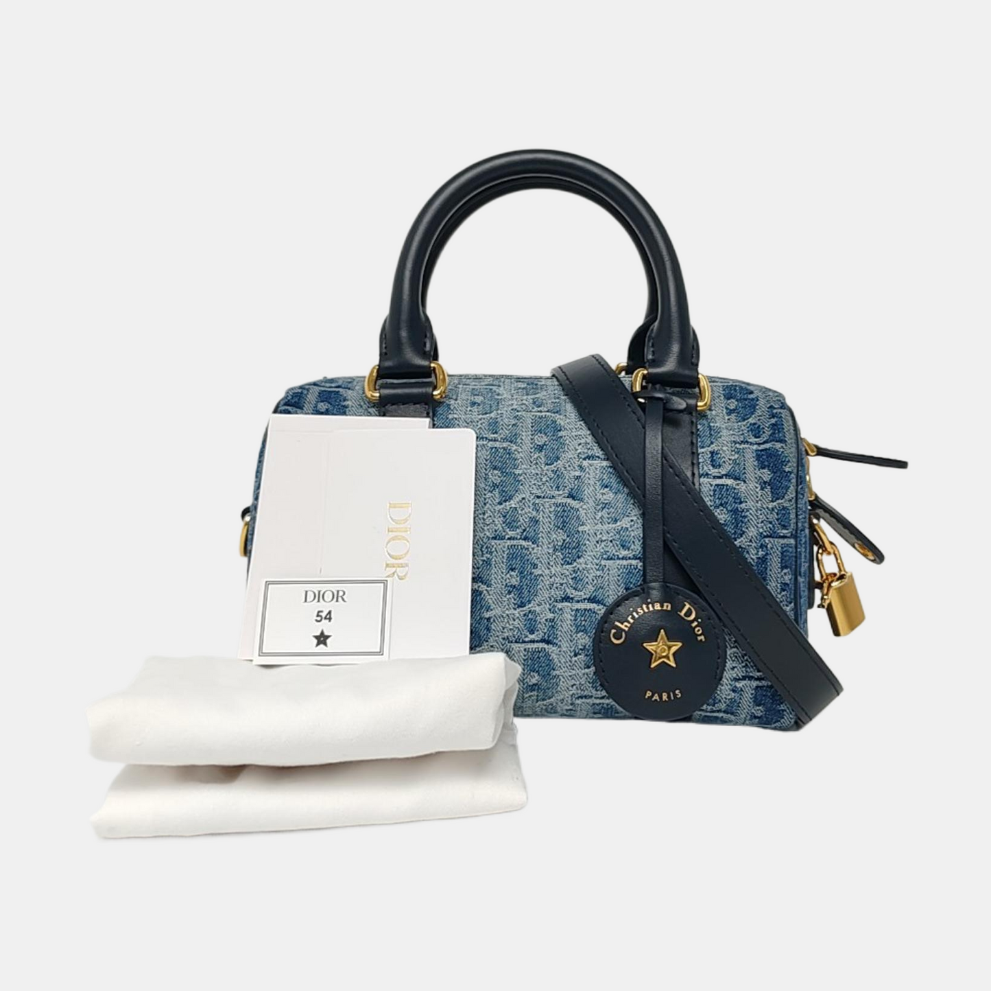 DIOR Groove 16 Blue Canvas Monogram Quilted Crossbody Shoulder Bag with Gold Hardware, Detachable Strap-(SKU)-968643739