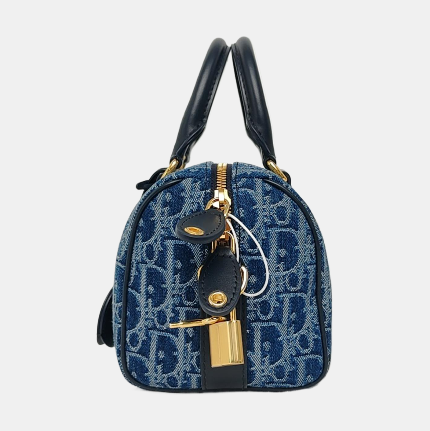 DIOR Groove 16 Blue Canvas Monogram Quilted Crossbody Shoulder Bag with Gold Hardware, Detachable Strap-(SKU)-968643739