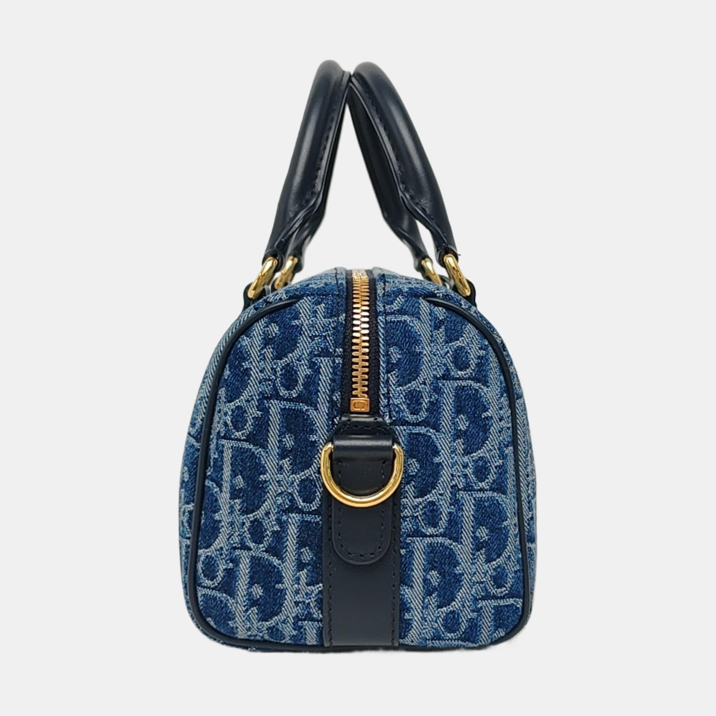 DIOR Groove 16 Blue Canvas Monogram Quilted Crossbody Shoulder Bag with Gold Hardware, Detachable Strap-(SKU)-968643739