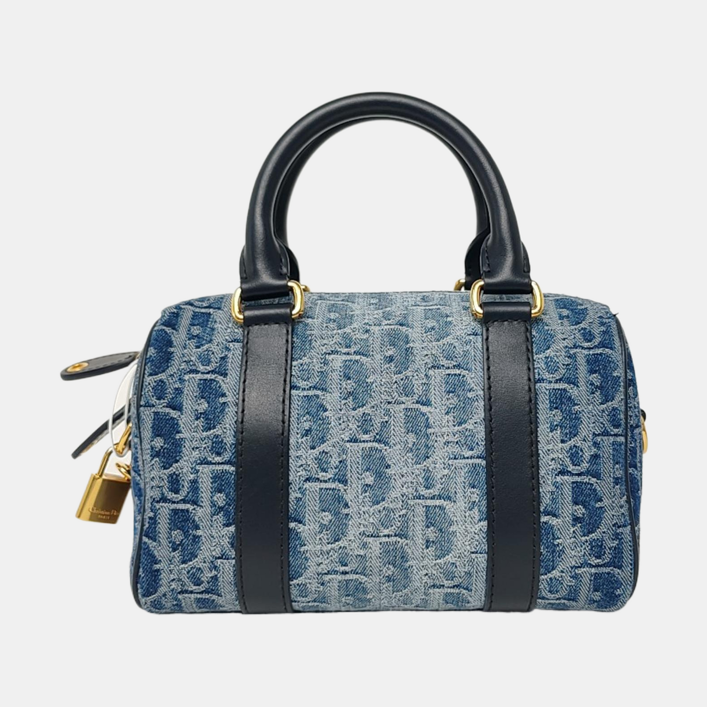DIOR Groove 16 Blue Canvas Monogram Quilted Crossbody Shoulder Bag with Gold Hardware, Detachable Strap-(SKU)-968643739
