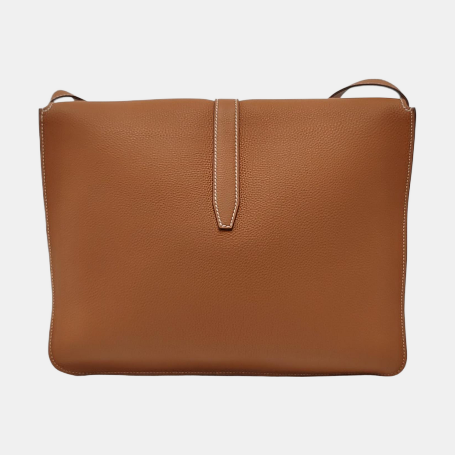 HERMÈS Steve Brown Togo Leather Shoulder Bag Crossbody with Silver Hardware, C, Complete Accessories-(SKU)-968650059
