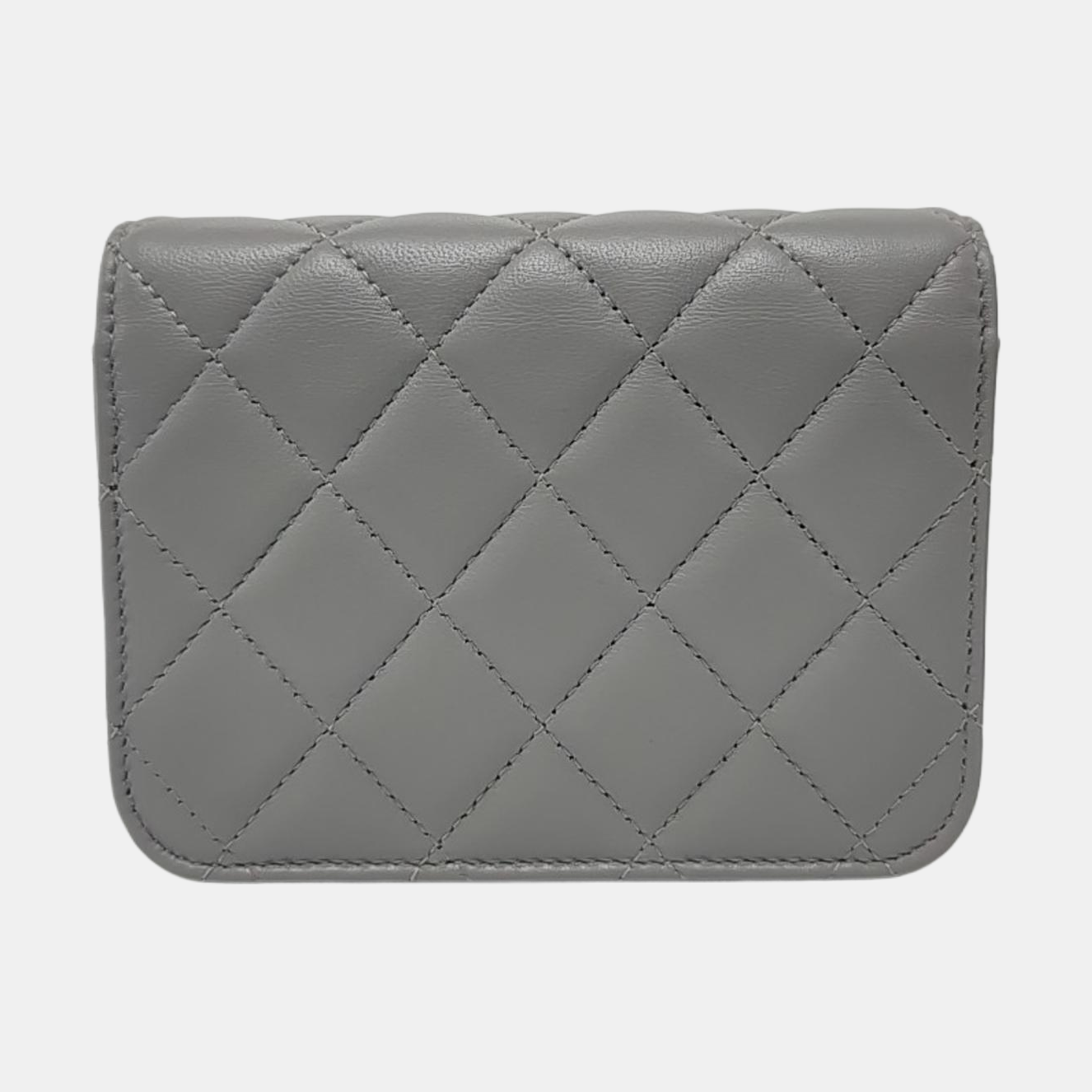 CHANEL WOC Grey Lamb Skin Quilted Quilted Single Shoulder Bag Crossbody Bag Golden Hardware 31 Opening-(SKU)-968722989