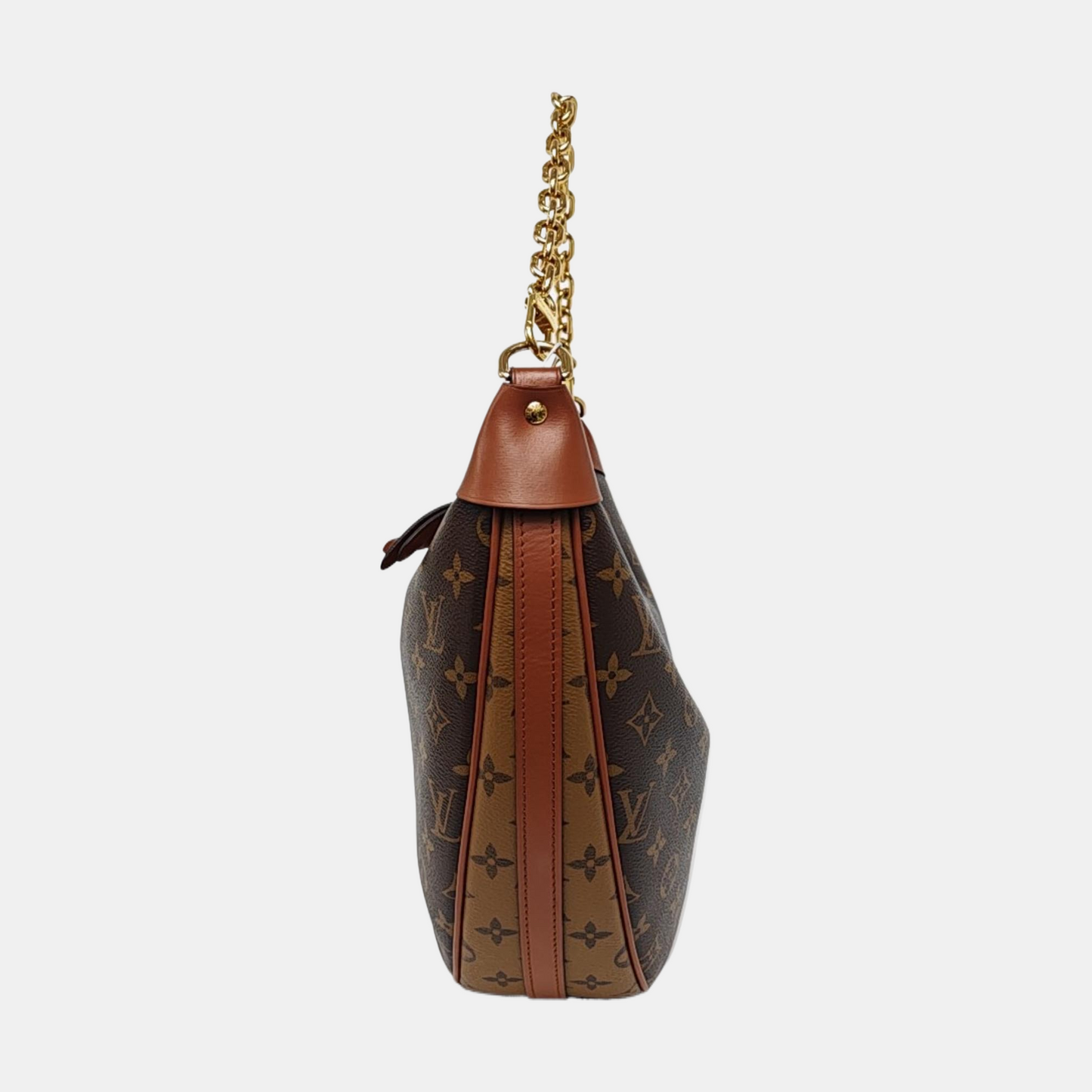 LOUIS VUITTON LOOP HOBO Brown Coated Canvas Monogram Crossbody Bag Tote Bag Shoulder Bag with Gold Hardware, Detachable Shoulder Straps, and 2 Pockets-(SKU)-968690429