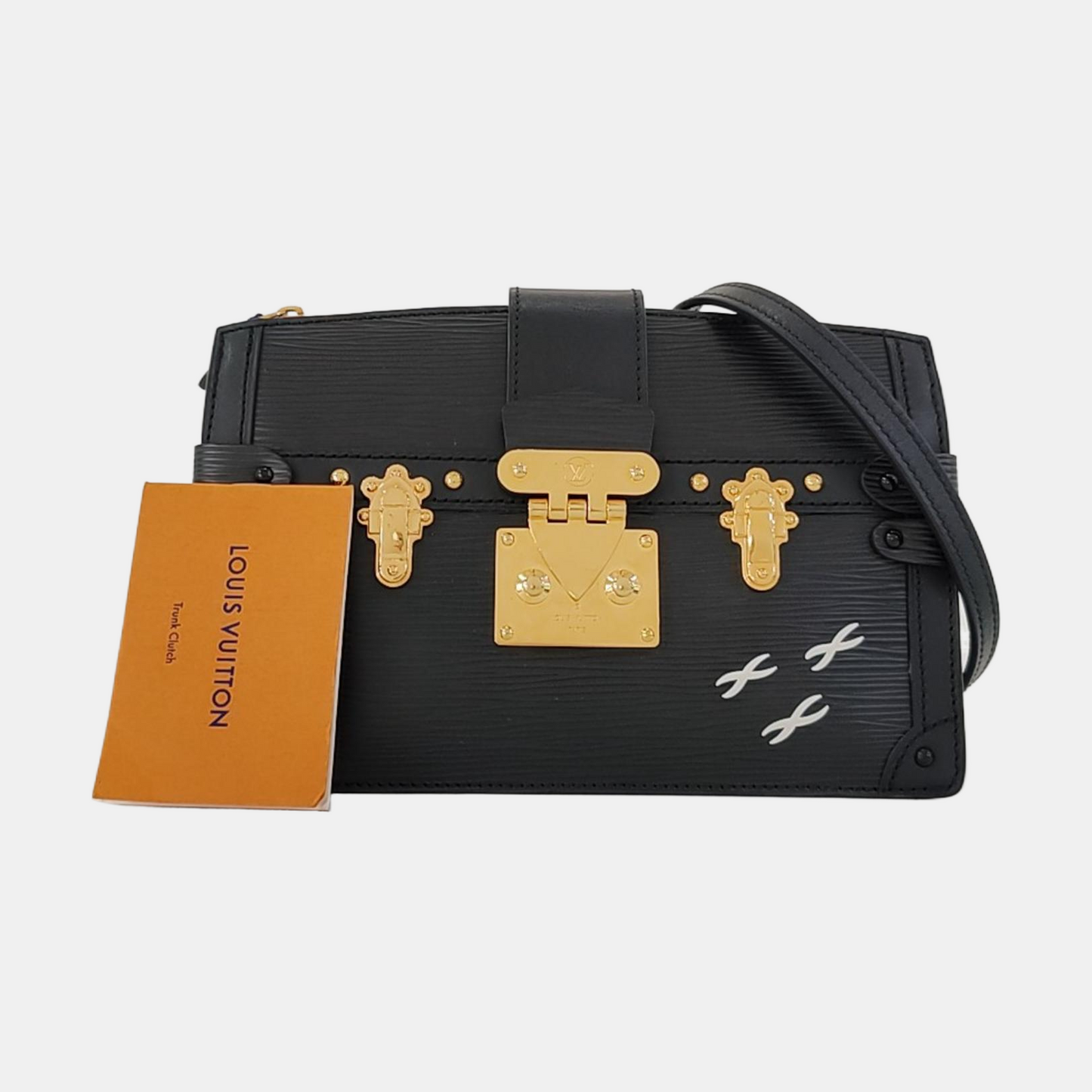 LOUIS VUITTON TRUNK Black EPI Leather Wavy Shoulder Bag, Crossbody with Golden Hardware Removable Strap-(SKU)-968503593