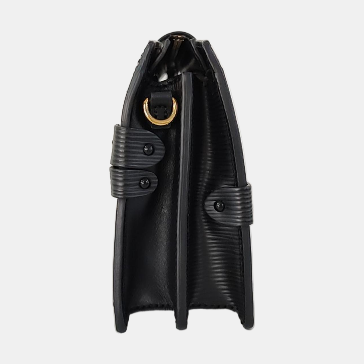 LOUIS VUITTON TRUNK Black EPI Leather Wavy Shoulder Bag, Crossbody with Golden Hardware Removable Strap-(SKU)-968503593