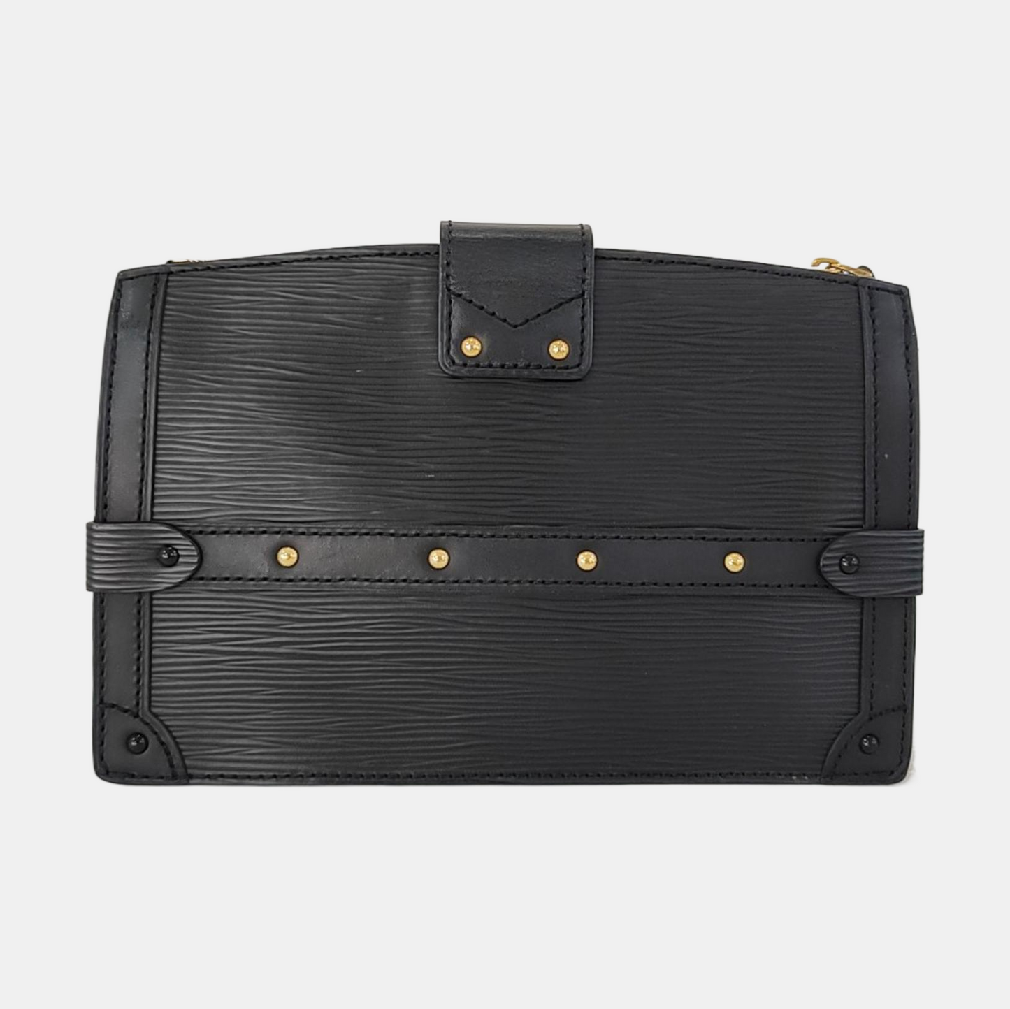 LOUIS VUITTON TRUNK Black EPI Leather Wavy Shoulder Bag, Crossbody with Golden Hardware Removable Strap-(SKU)-968503593