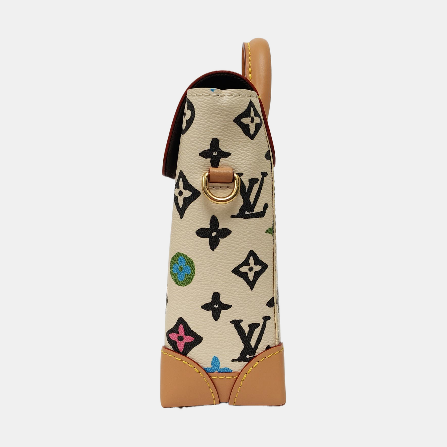 LOUIS VUITTON STEAMER Beige Cowhide Monogram Printed Crossbody Bag Shoulder Bag Golden Hardware Removable Shoulder Strap-(SKU)-964581340