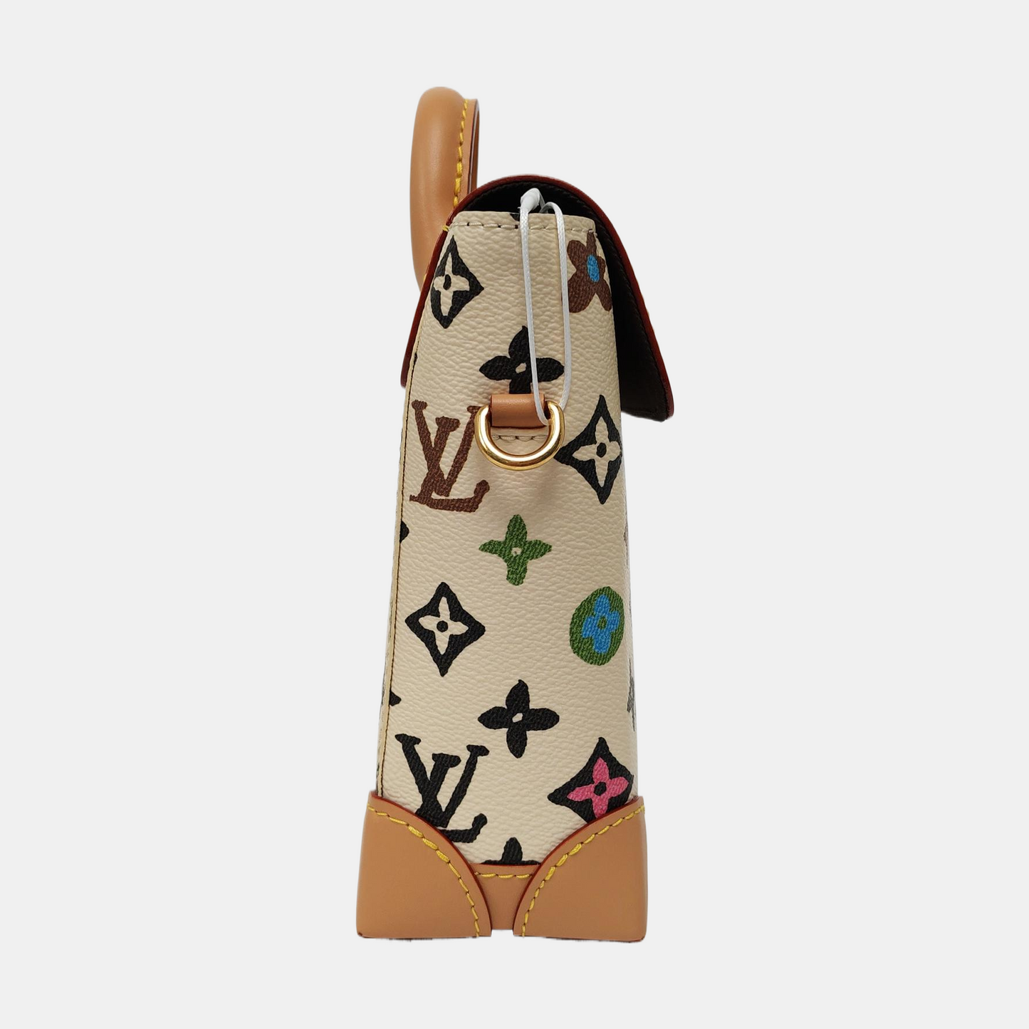 LOUIS VUITTON STEAMER Beige Cowhide Monogram Printed Crossbody Bag Shoulder Bag Golden Hardware Removable Shoulder Strap-(SKU)-964581340