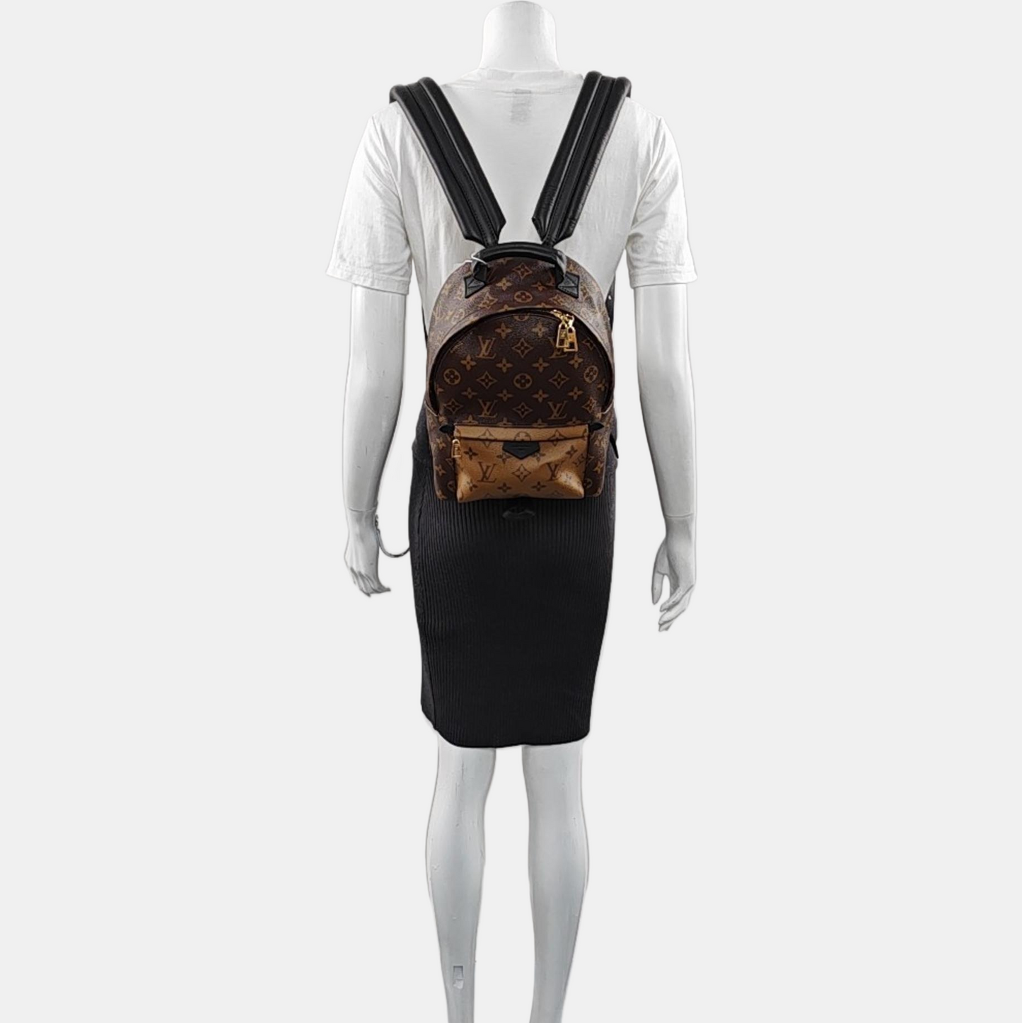 LOUIS VUITTON PALM SPRINGS Small Brown Coated Canvas Monogram Double-Handle Shoulder Bag, Gold Hardware-(SKU)-968611090