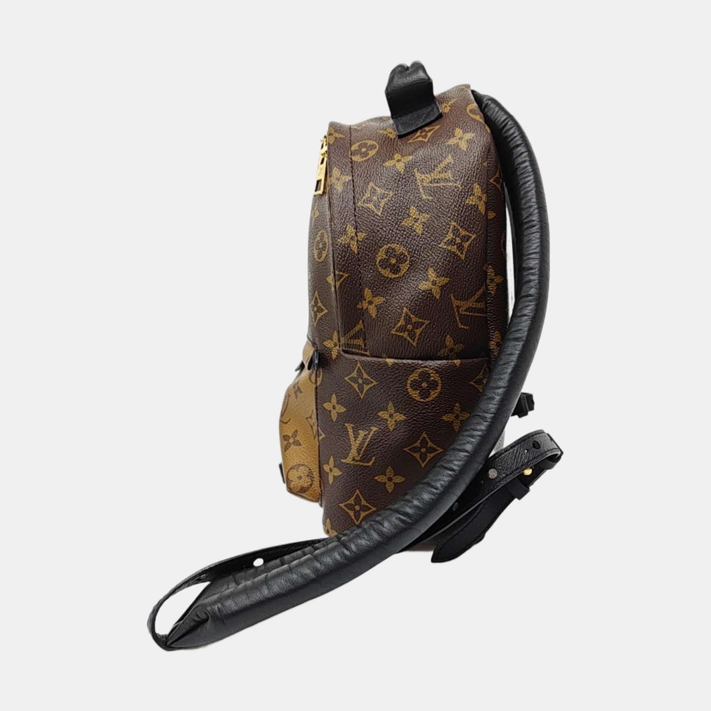 LOUIS VUITTON PALM SPRINGS Small Brown Coated Canvas Monogram Double-Handle Shoulder Bag, Gold Hardware-(SKU)-968611090