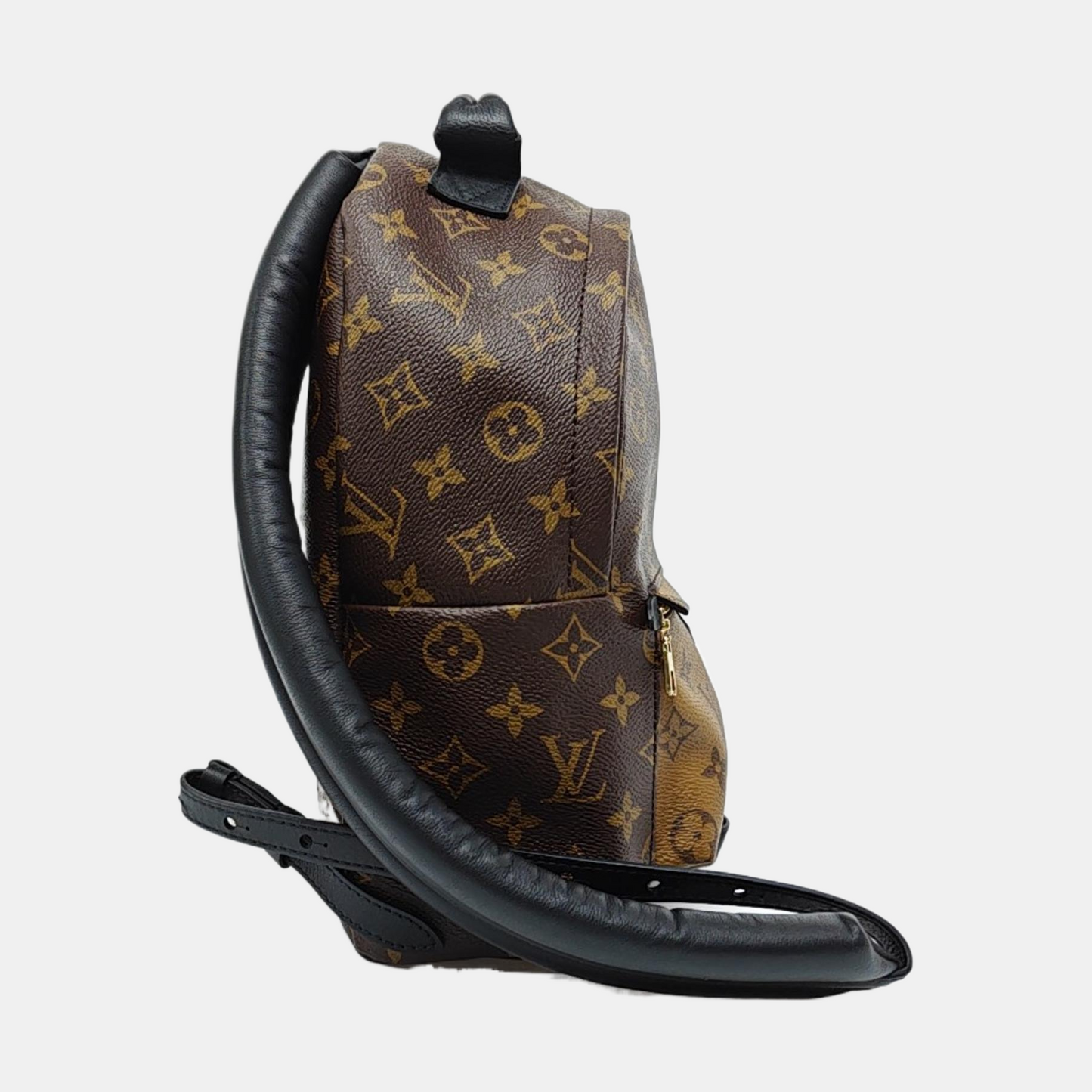 LOUIS VUITTON PALM SPRINGS Small Brown Coated Canvas Monogram Double-Handle Shoulder Bag, Gold Hardware-(SKU)-968611090