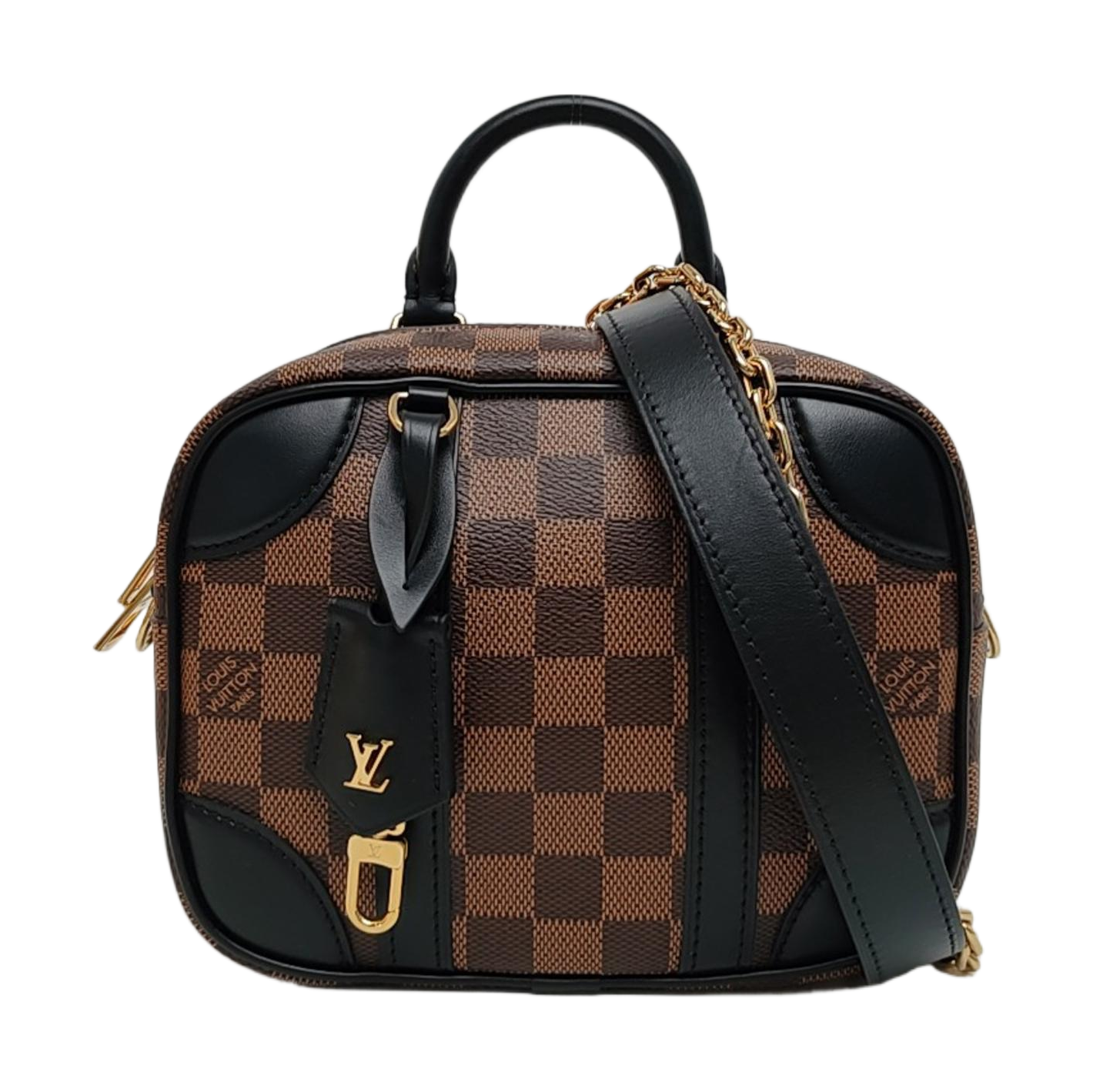 LOUIS VUITTON VALISETTE BB Brown Coated Canvas Checkered Camera Bag Crossbody Bag Removable Strap-(SKU)-968883454
