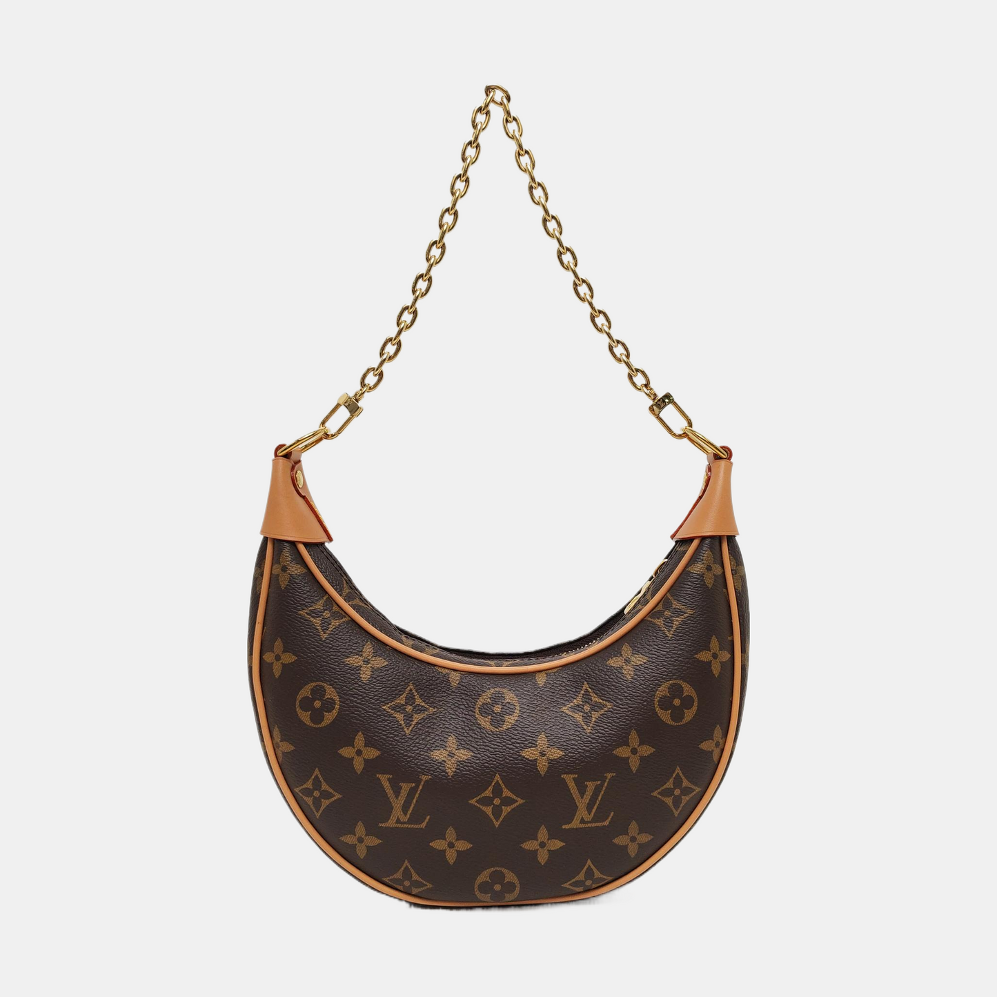 LOUIS VUITTON LOOP Brown Coated Canvas Monogram Pea Bag Shoulder Bag Crossbody Strap with 2 Removable Straps Accessories Included-(SKU)-968827015