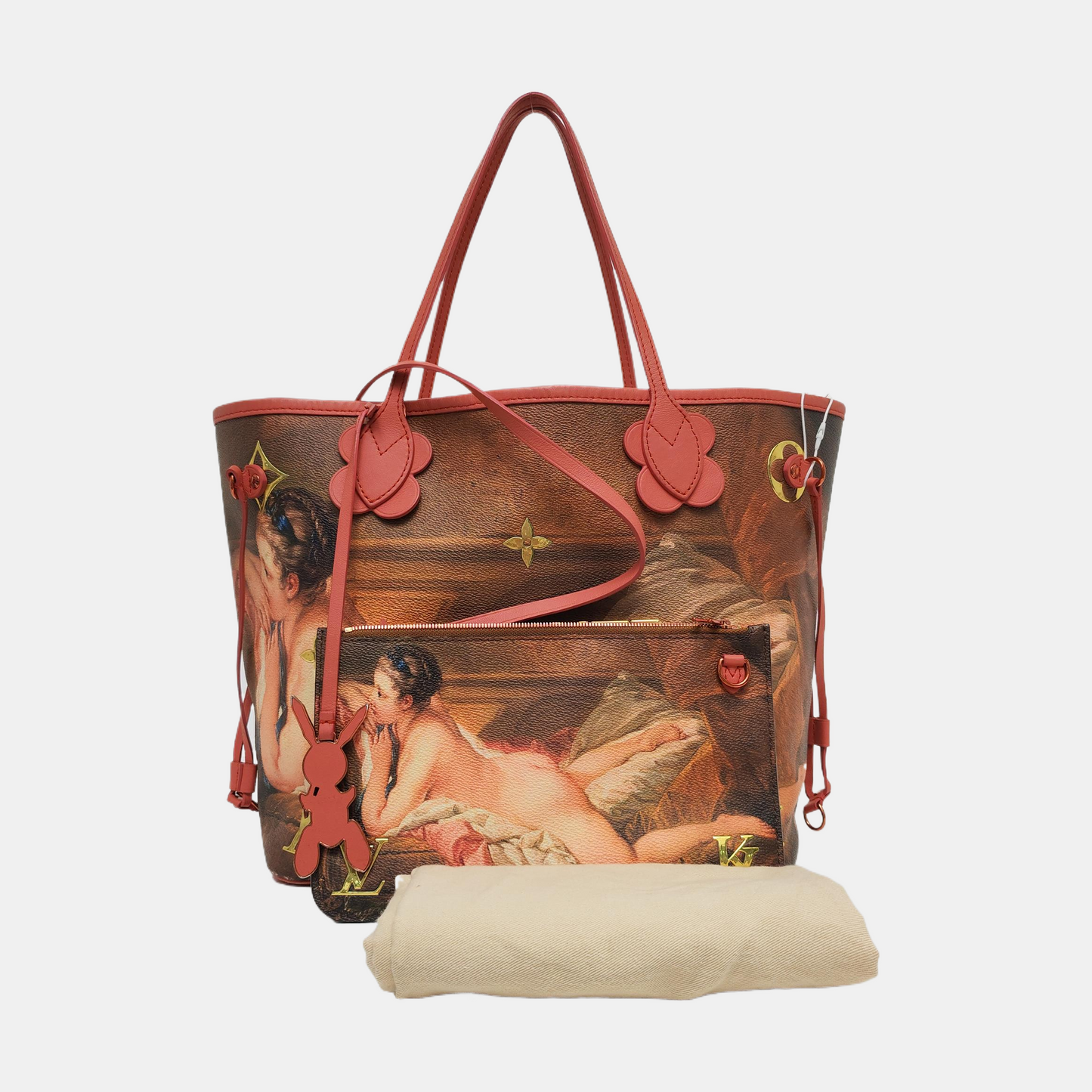 LOUIS VUITTON NEVERFULL Medium Multicolor Coated Canvas Monogram Print Patchwork Shoulder Bag Gold Hardware Interior Pockets-(SKU)-968671319