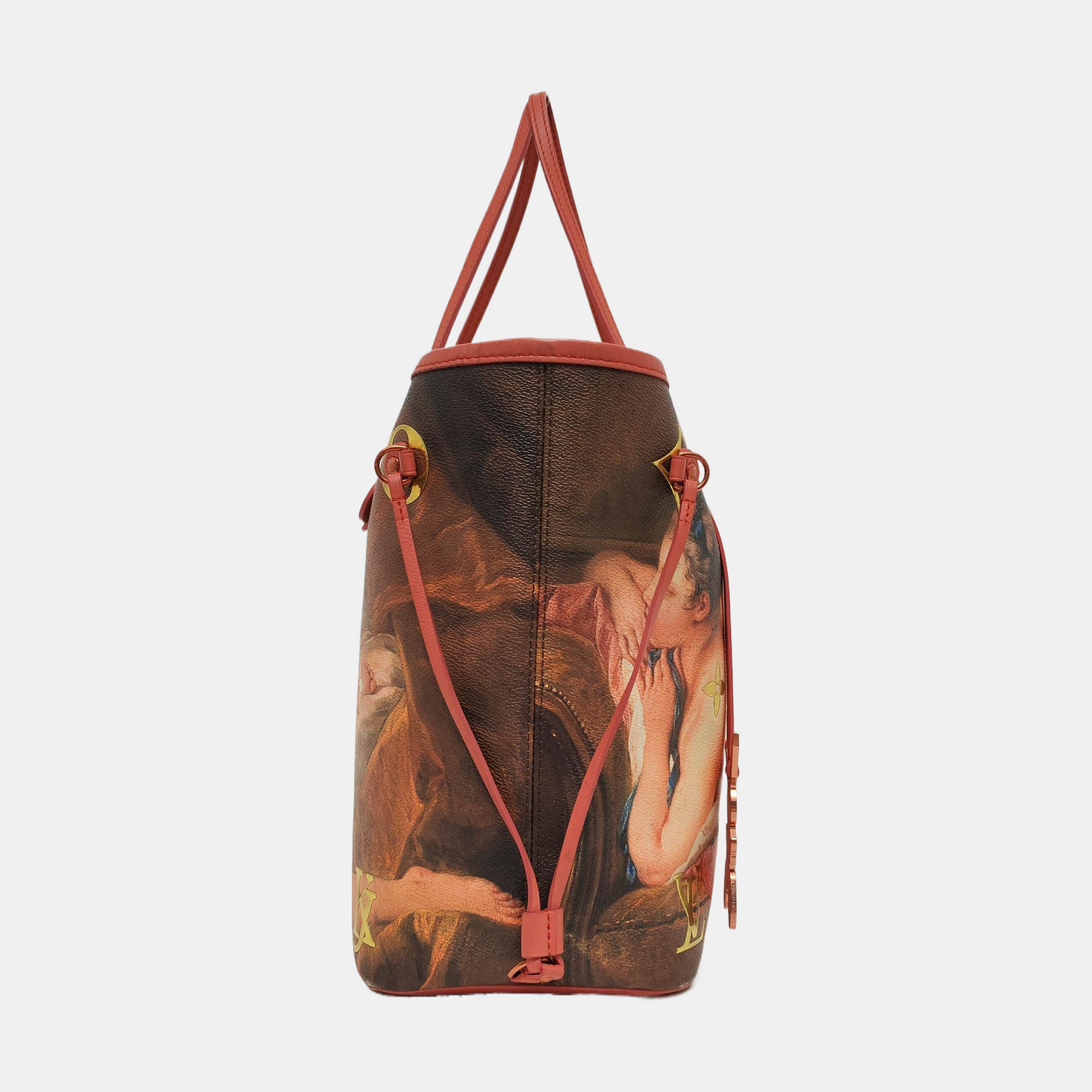 LOUIS VUITTON NEVERFULL Medium Multicolor Coated Canvas Monogram Print Patchwork Shoulder Bag Gold Hardware Interior Pockets-(SKU)-968671319