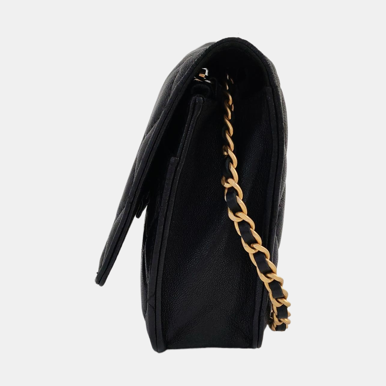 CHANEL CHANEL 19 WOC Black Lamb Skin Quilted Shoulder Bag Crossbody with Gold Hardware 28 Clasp-(SKU)-968974171
