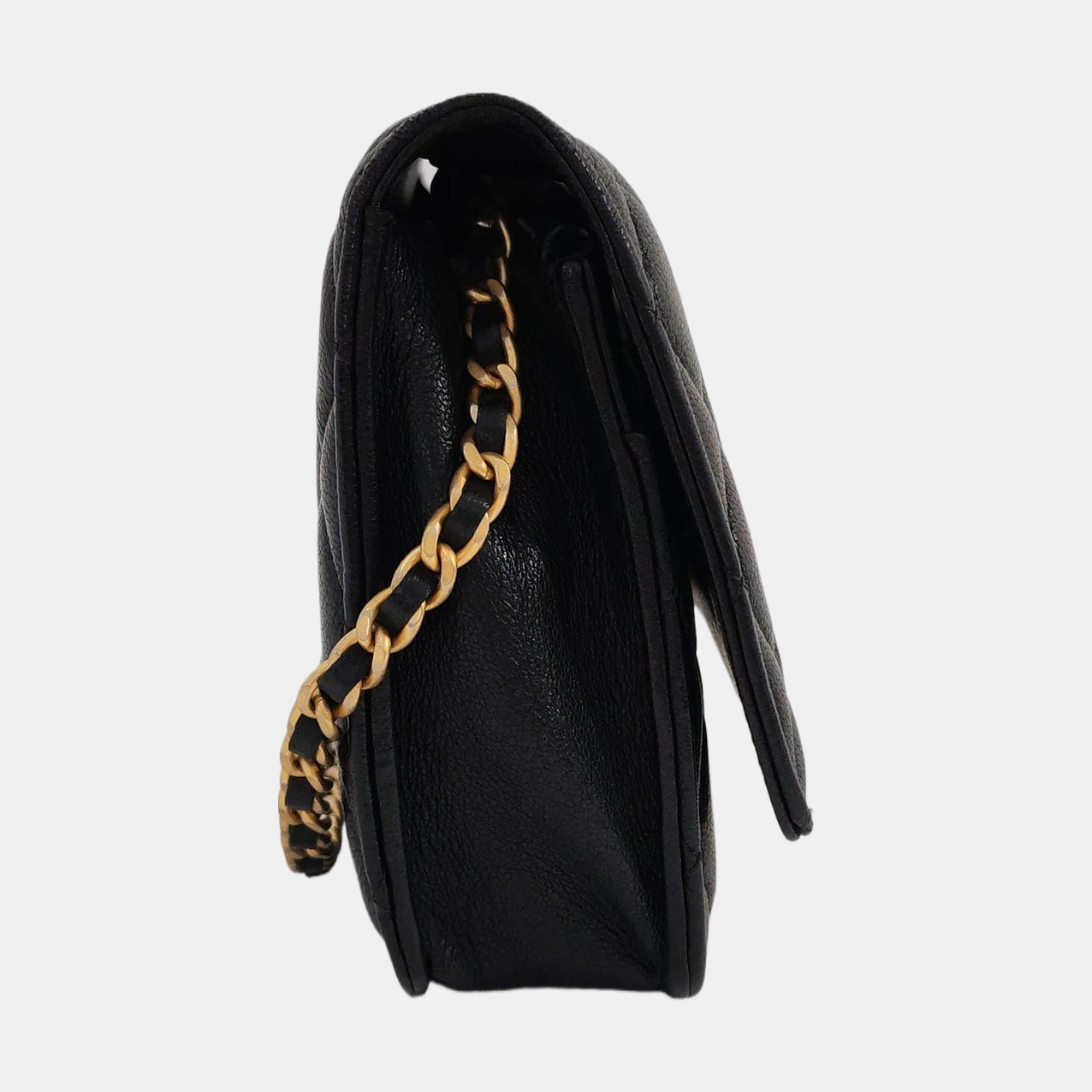 CHANEL CHANEL 19 WOC Black Lamb Skin Quilted Shoulder Bag Crossbody with Gold Hardware 28 Clasp-(SKU)-968974171
