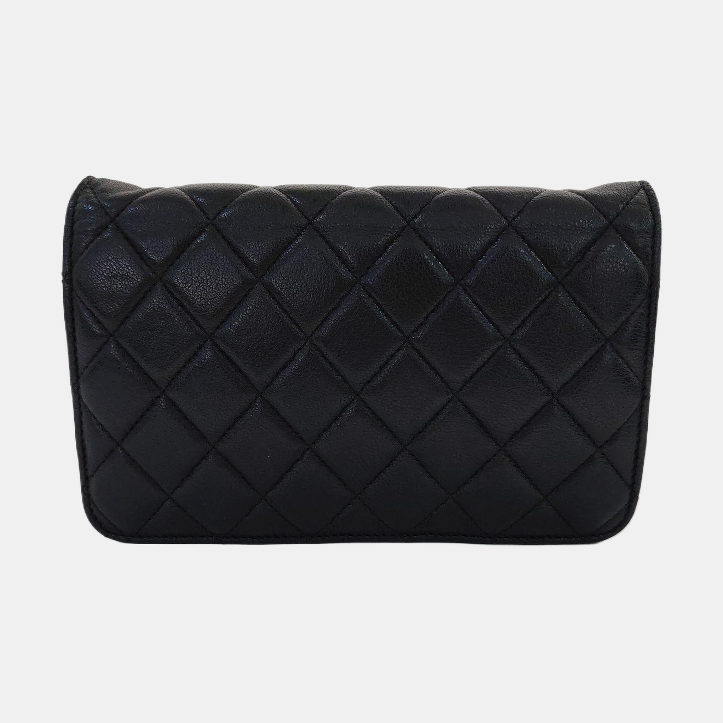 CHANEL CHANEL 19 WOC Black Lamb Skin Quilted Shoulder Bag Crossbody with Gold Hardware 28 Clasp-(SKU)-968974171
