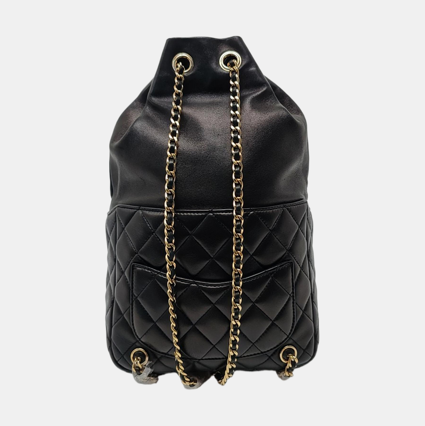 CHANEL IN SEOUL Small Size Black Lamb Leather Quilted Backpack Gold Hardware 21 Clasp-(SKU)-961468828