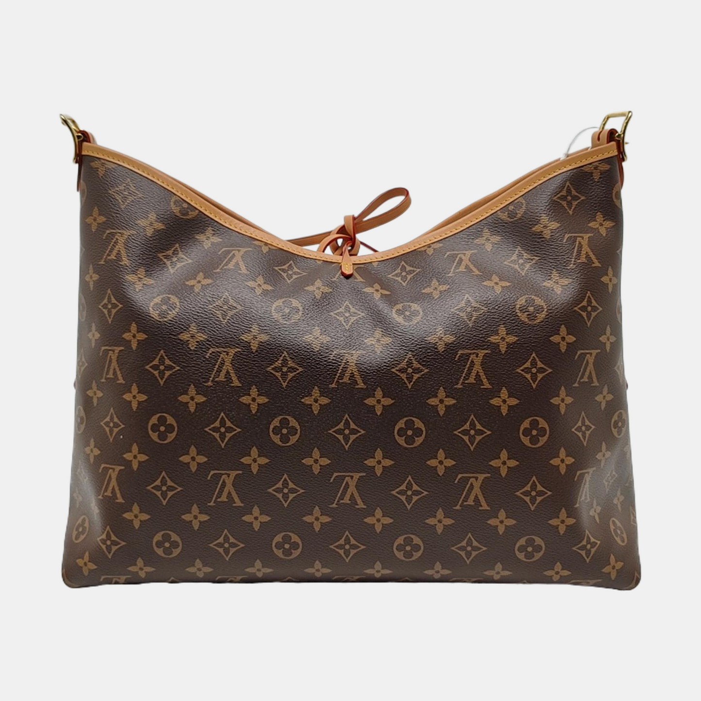 LOUIS VUITTON CARRYALL Medium Brown Coated Canvas Monogram Shoulder Bag Tote Bag Golden Hardware Removable Shoulder Strap-(SKU)-968874319