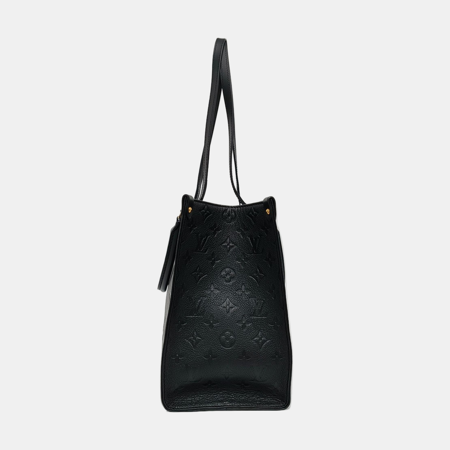 LOUIS VUITTON ONTHEGO Medium Black Cowhide Monogram Embossed Jungle Bag Shoulder Bag Handbag Gold Hardware-(SKU)-969038729