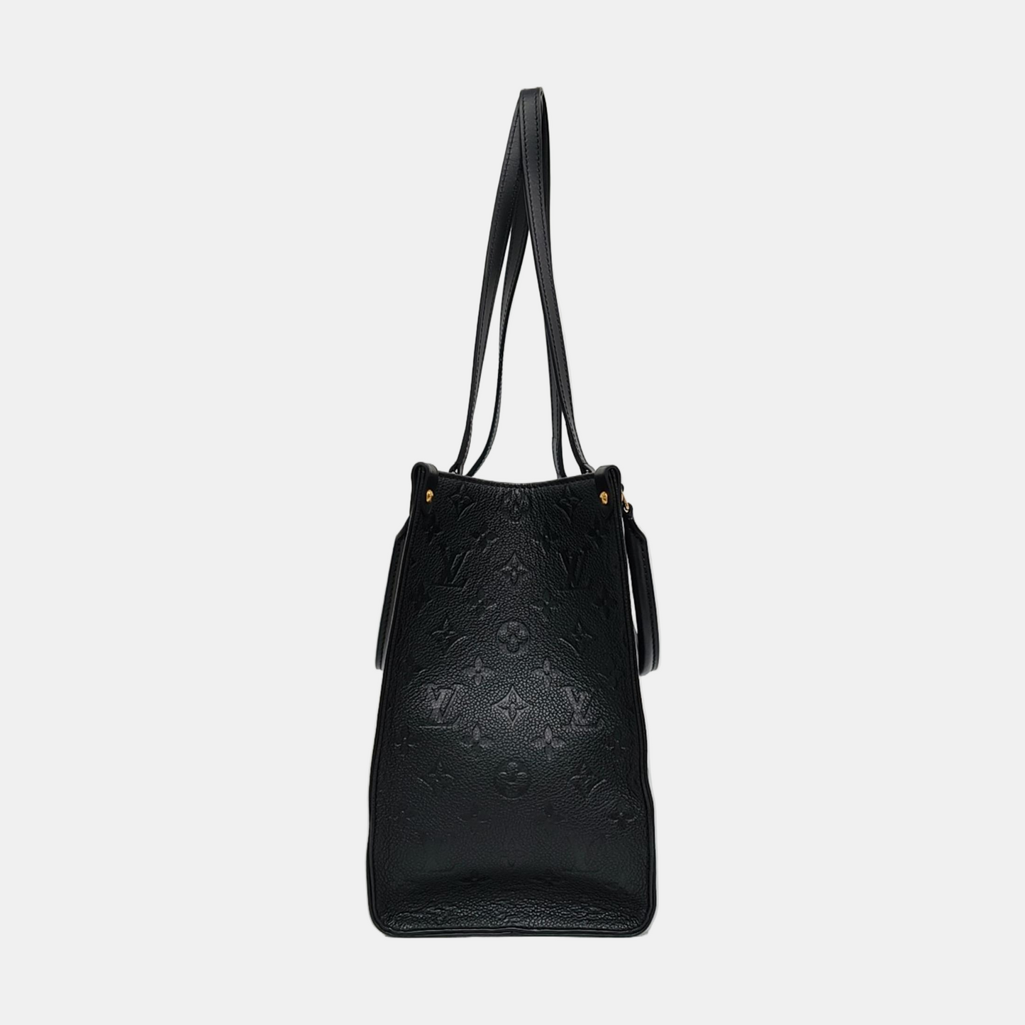 LOUIS VUITTON ONTHEGO Medium Black Cowhide Monogram Embossed Jungle Bag Shoulder Bag Handbag Gold Hardware-(SKU)-969038729