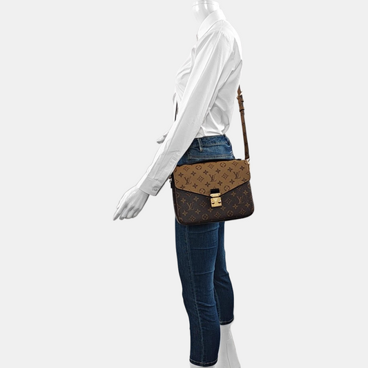 LOUIS VUITTON MÉTIS Medium Size Monogram Canvas Damier Ebene Tote Bag Crossbody Shoulder Bag Gold Hardware Removable Strap-(SKU)-968884468
